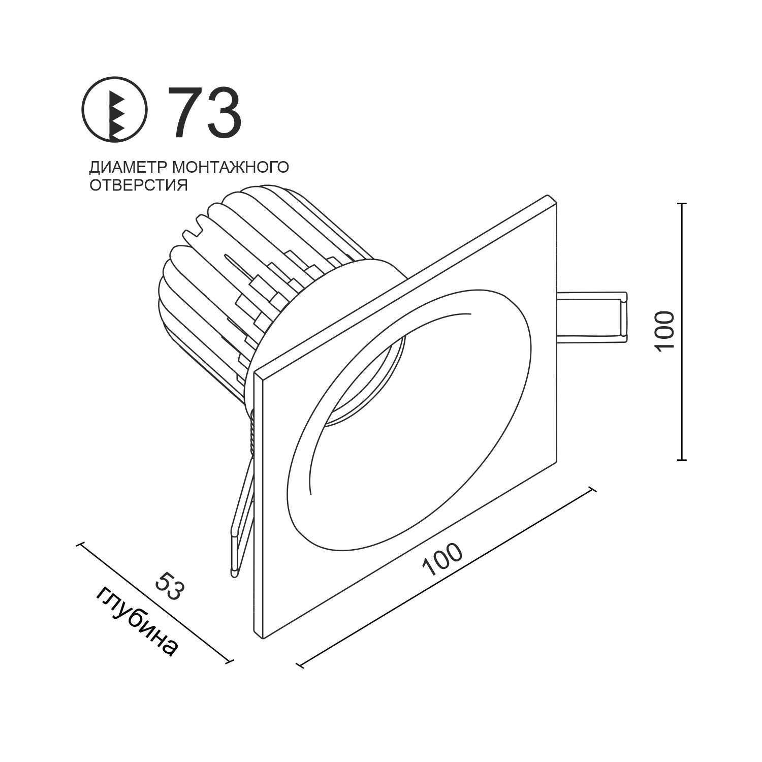 Встраиваемый светодиодный светильник Ledron LH07H-R SQ Black-White