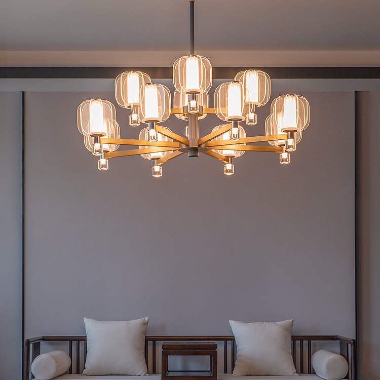 Серия люстр с плафонами из прозрачных пластин на металлических рожках CARINA by ImperiumLoft