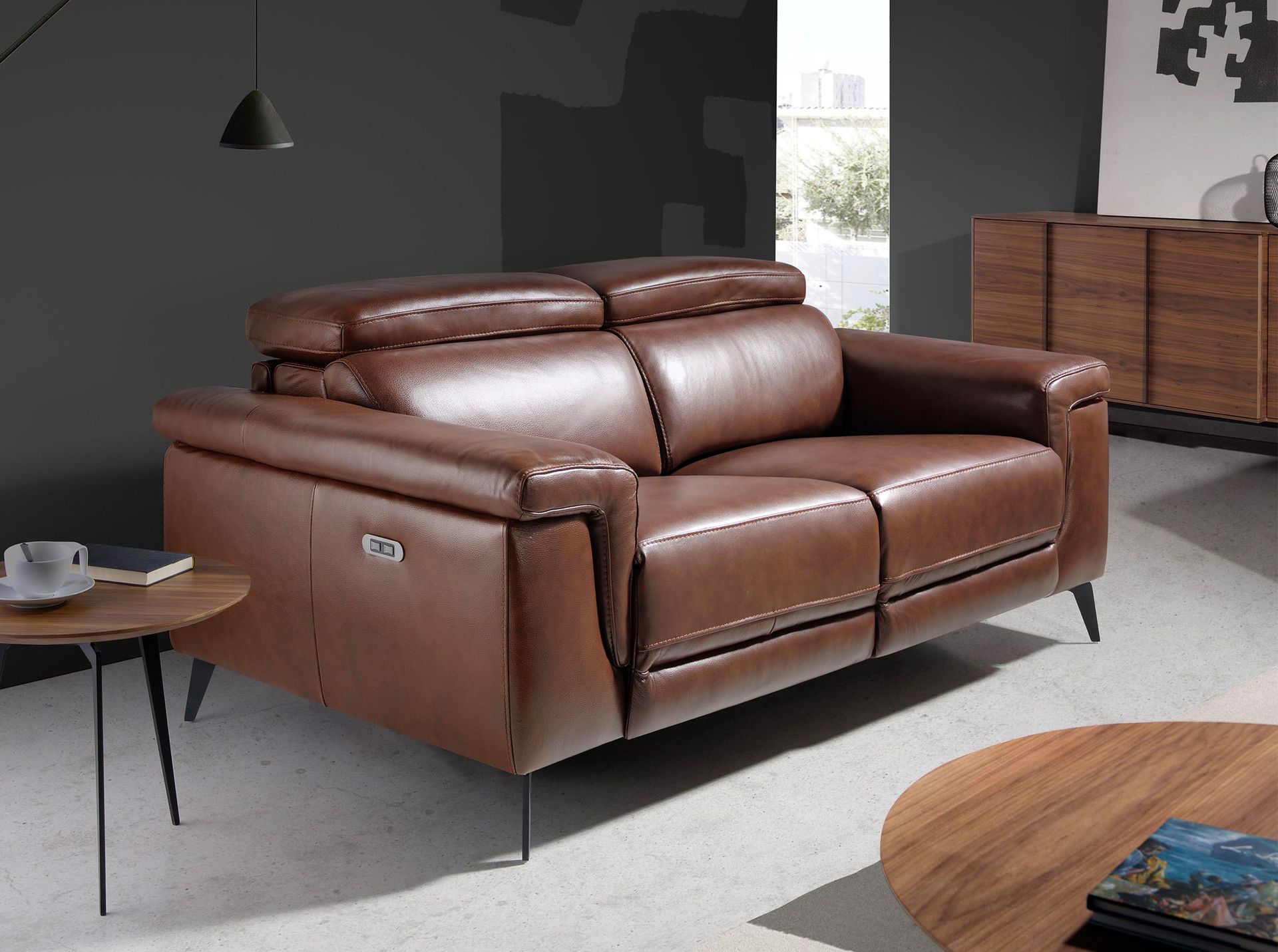 Диван 2-х местный 5319-2P-M1595 /6116 с реклайнером коричневый Angel Cerda