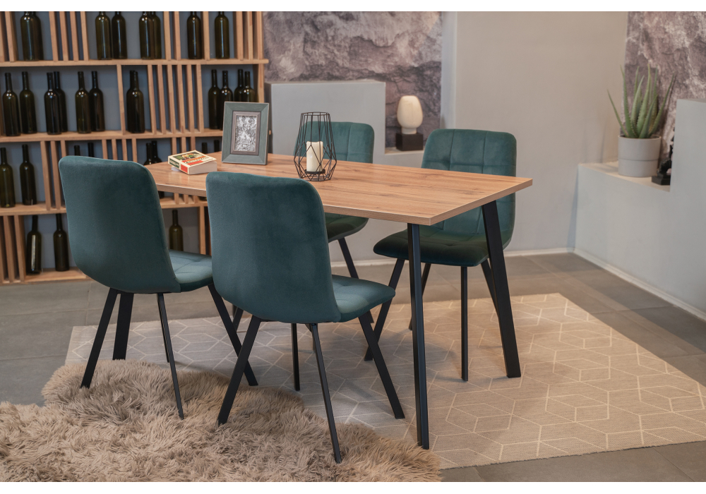 Стол деревянный Woodville Тринити Лофт 140 25 мм дуб делано темный / матовый черный 489641