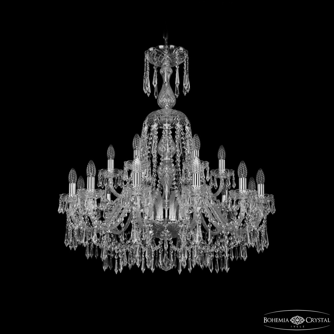 Люстра хрустальная 1403/12+6/300/XL-95 Ni Bohemia Ivele Crystal