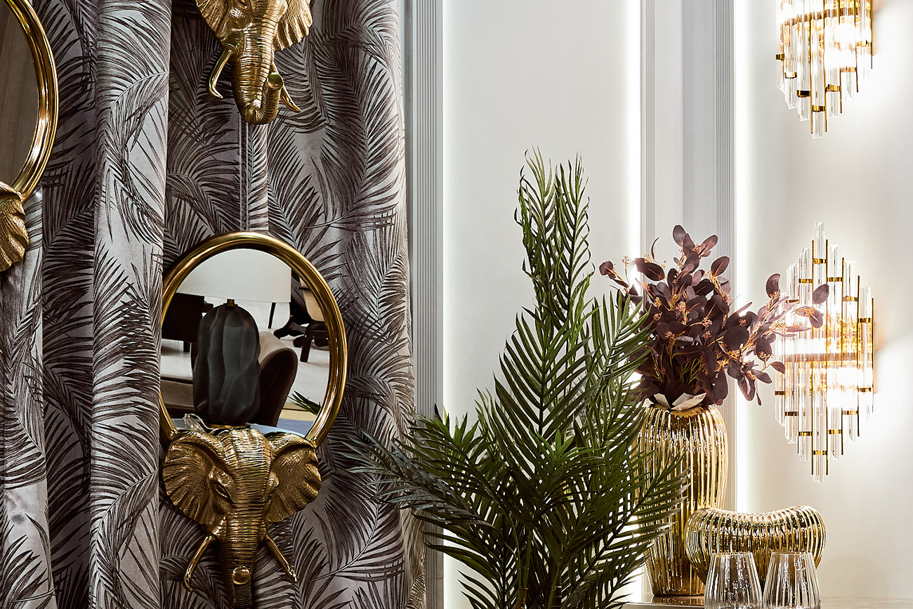 Зеркало декоративное Голова слона золотое Garda Decor 94PR-21778