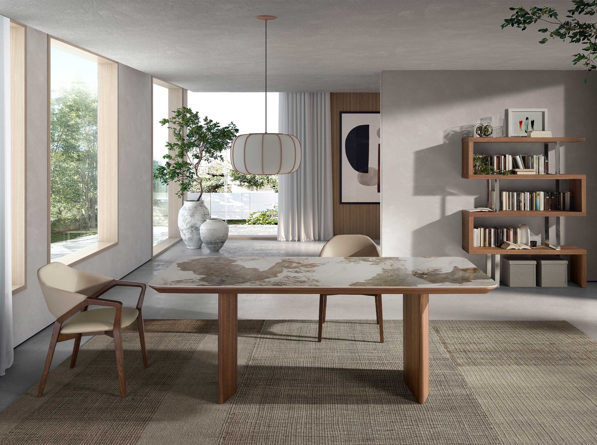 Обеденный стол 1129/437-T из мраморной керамики и ореха Angel Cerda