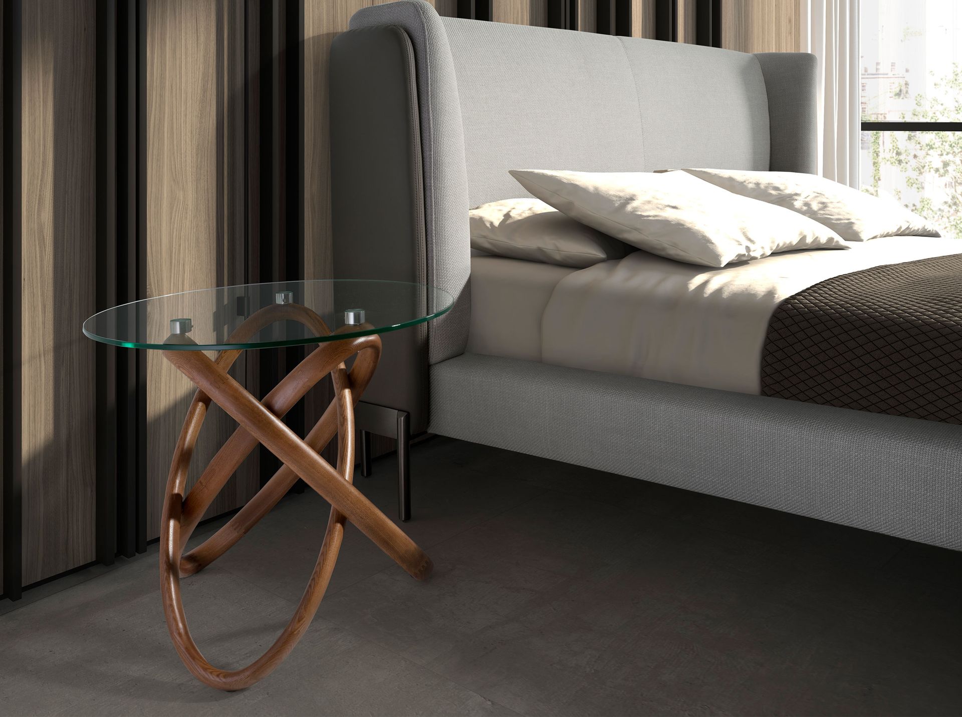 Приставной столик 2126/LT20051 из стекла и ореха Angel Cerda