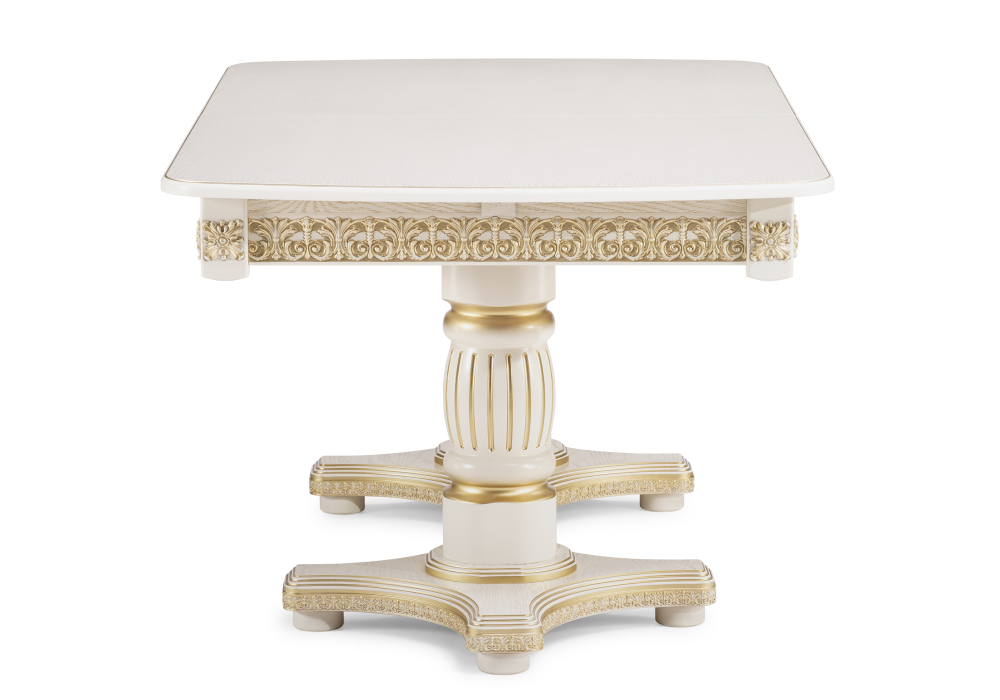 Стол деревянный Woodville Морнит 180(240)х100 слоновая кость / золото 515969