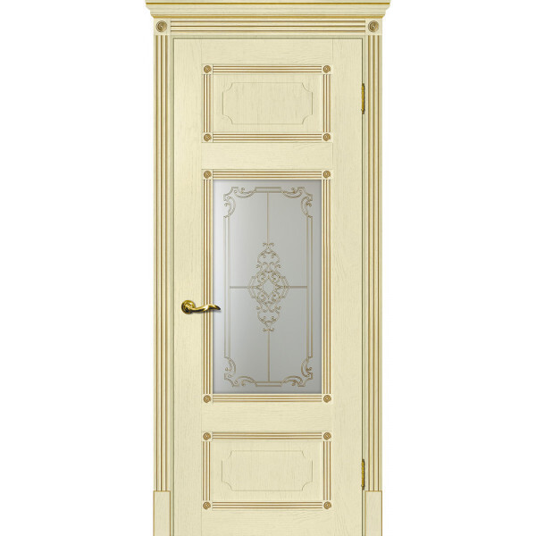 Межкомнатная дверь Graf Флоренция-3 Сатинат, контурный полимер золото Ваниль (2000 х 800)