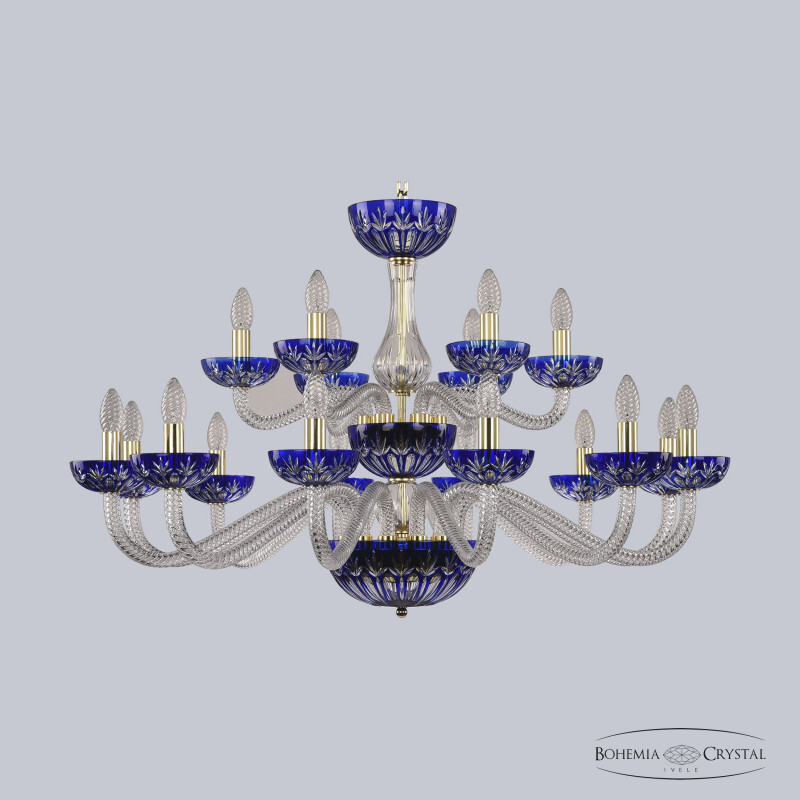 Подвесная люстра Bohemia Ivele Crystal 1308/12+6/360/2d G Cl/Clear-Blue/H-1I