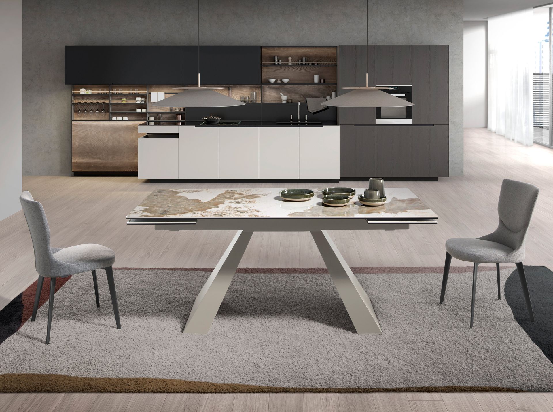 Раздвижной обеденный стол 1124/MC21087DT из мраморной керамики Angel Cerda