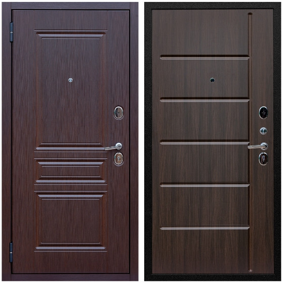 Дверь входная Graf Экстра МДФ 10 мм ФЛ-243 Лиственница шоколад / МДФ 16 мм ФЛ-102 Эковенге