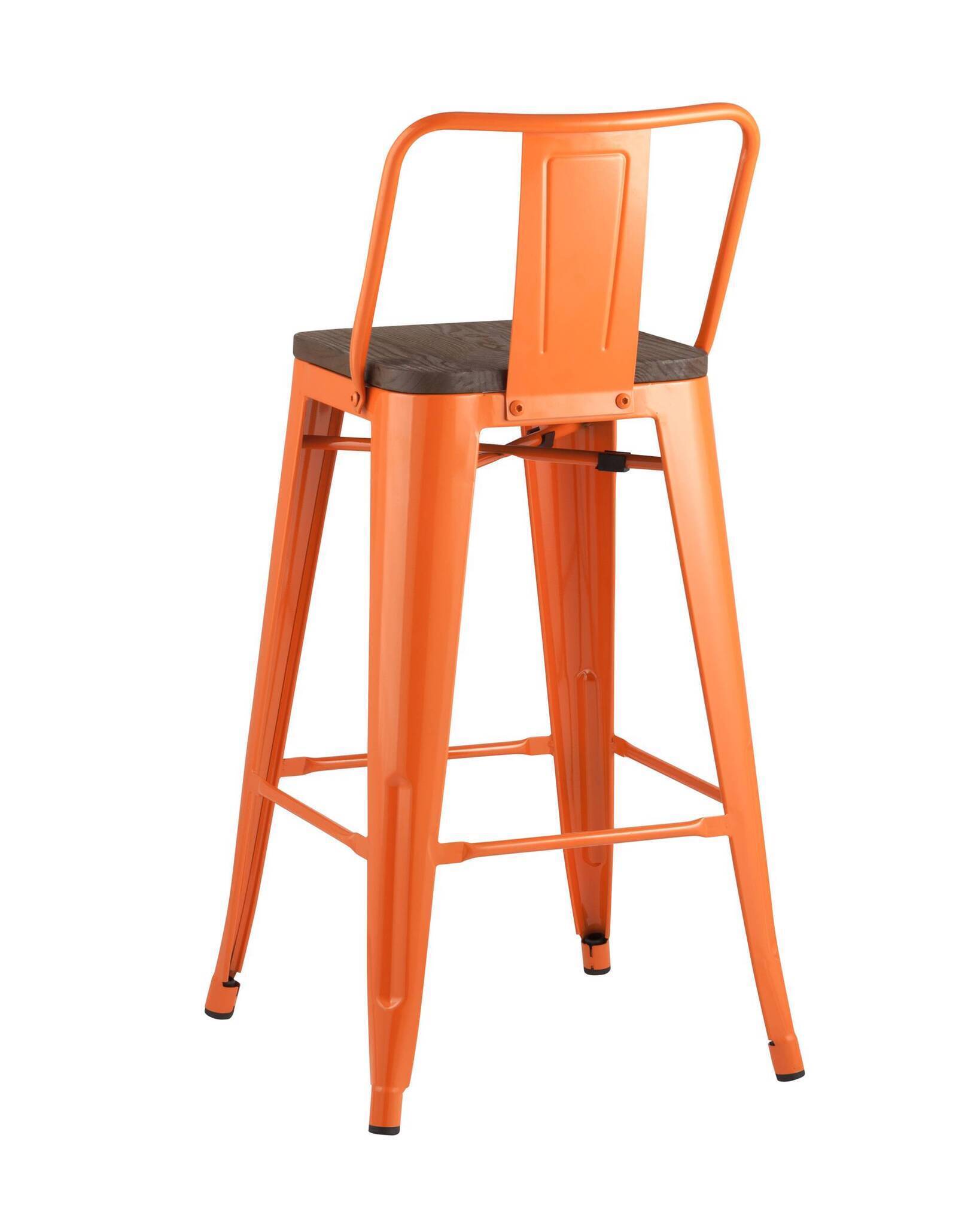 Стул полубарный TOLIX WOOD со спинкой оранжевый глянцевый Stool Group