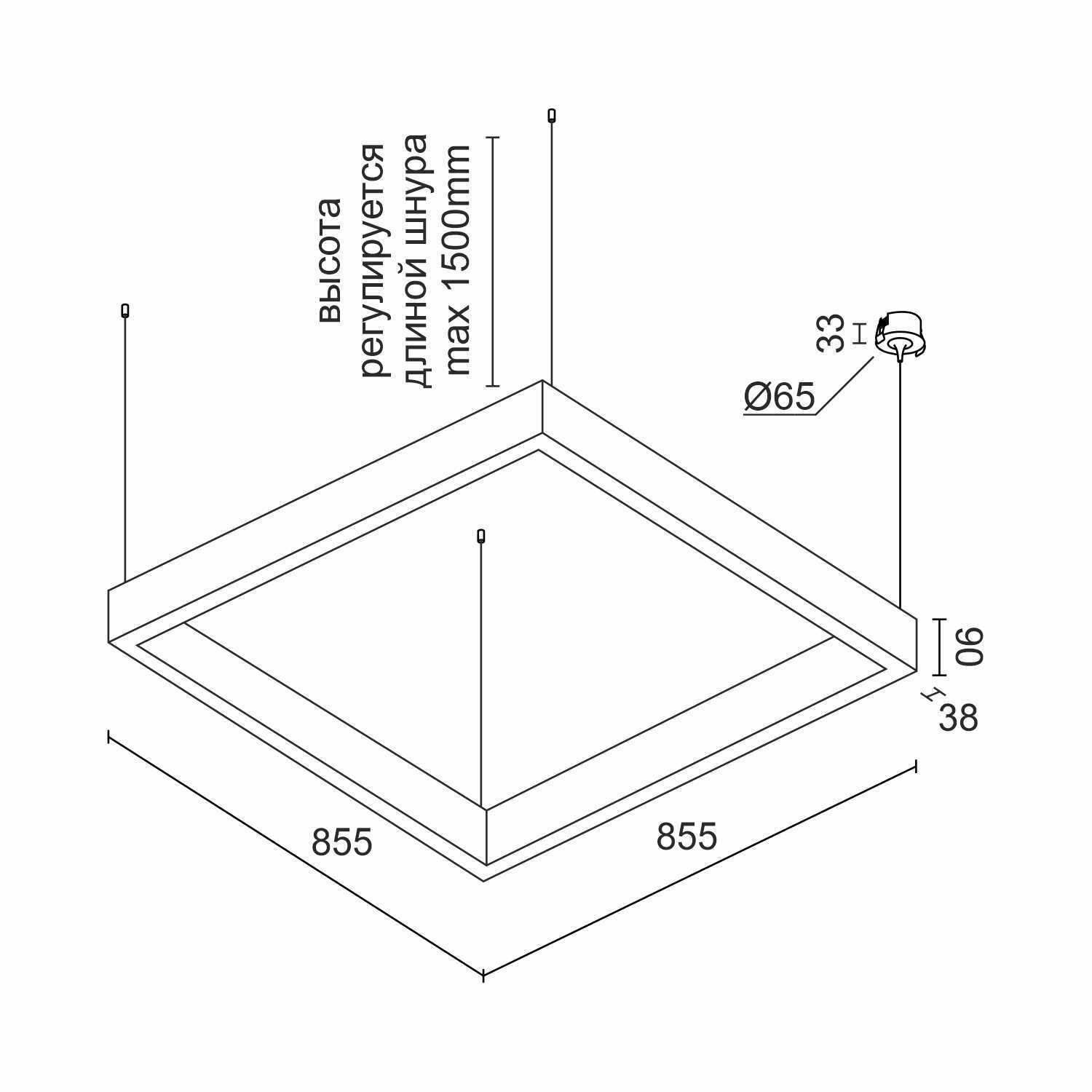 Подвесной светодиодный светильник Ledron KVADRO Basic 855 White 4000K