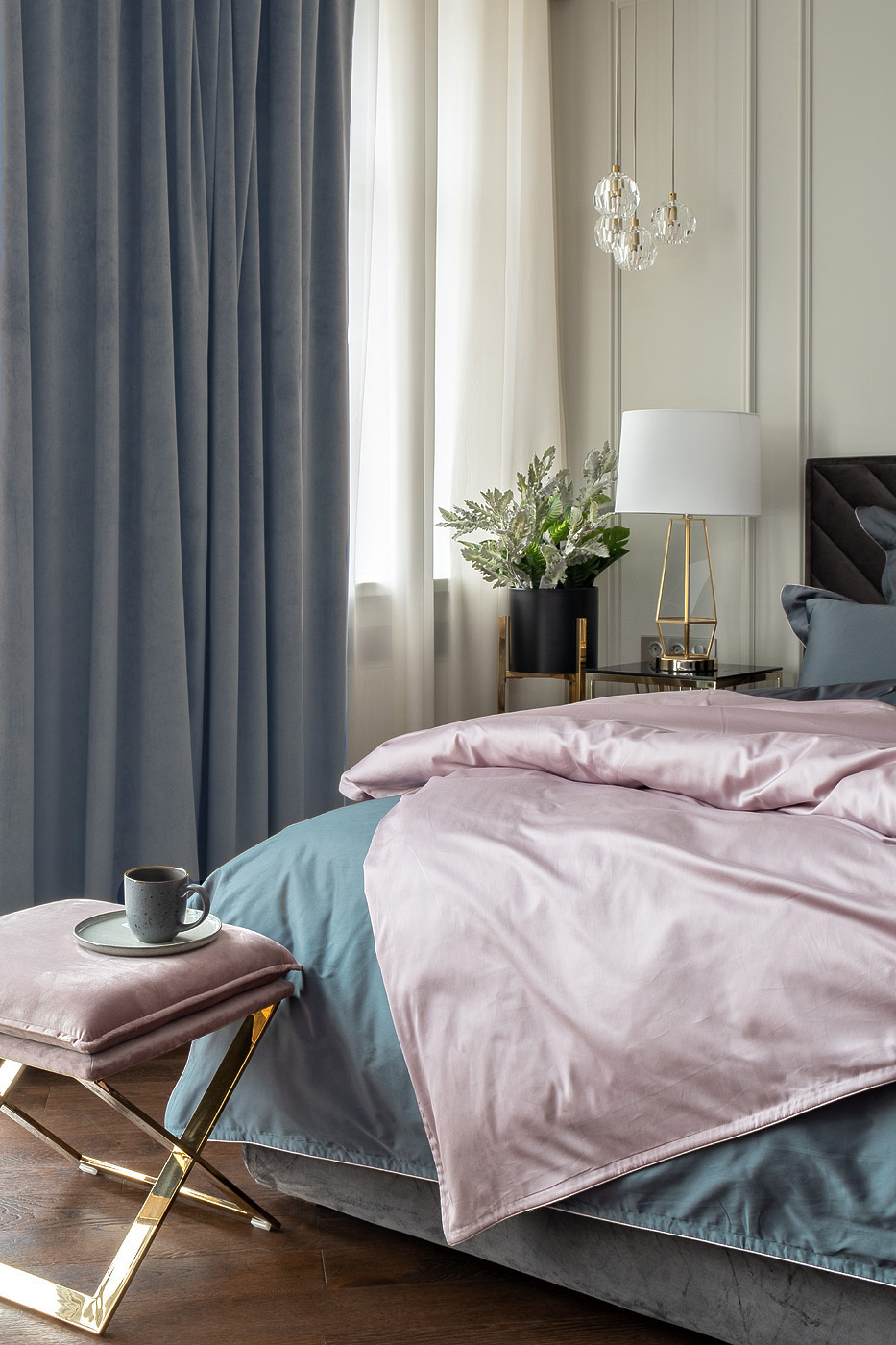 Портьера широкая с подкладом сшивная 260см серая Garda Decor GD-ПОРТЬЕРА260-RIV91