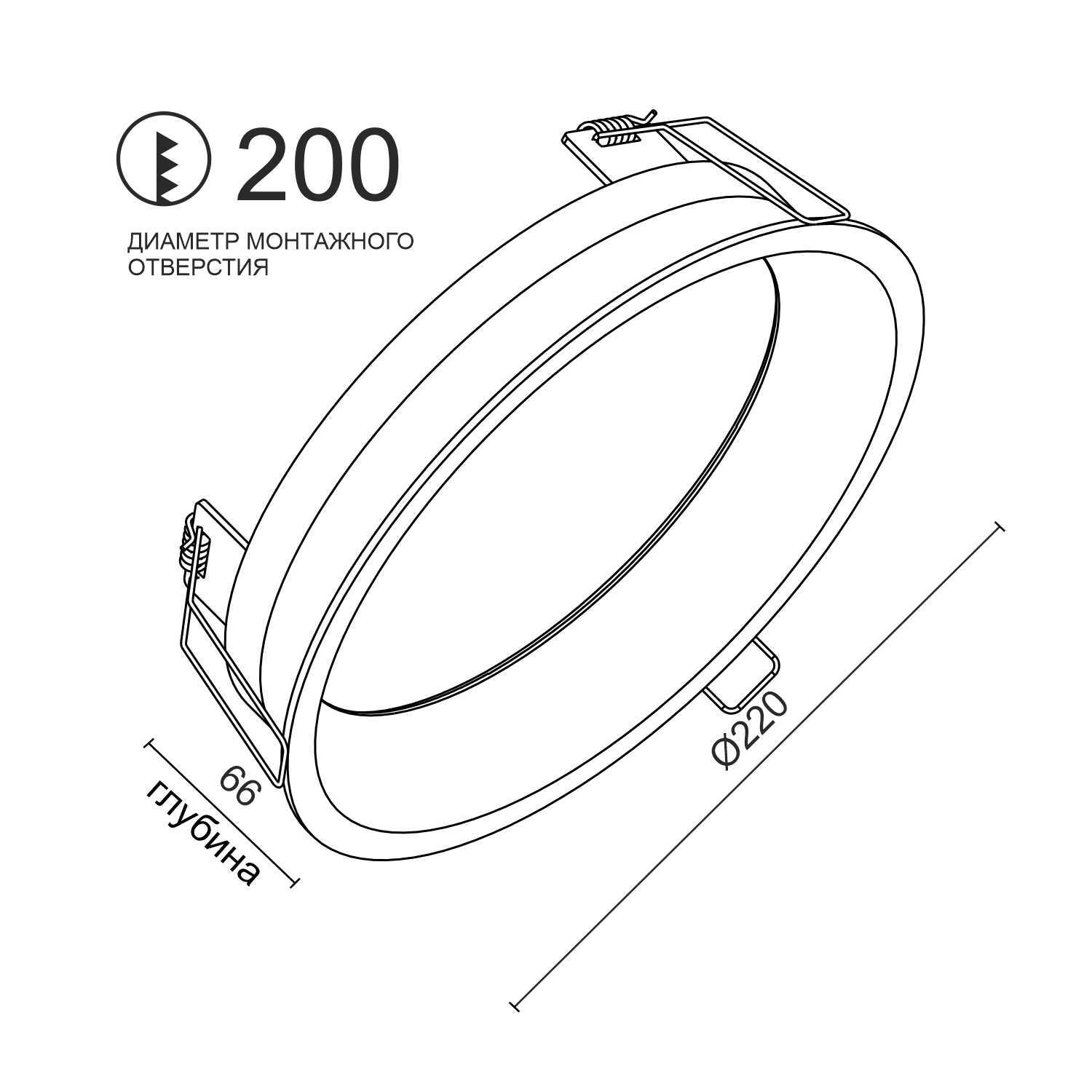 Встраиваемый светодиодный светильник Ledron UNIQUE LARGE Black