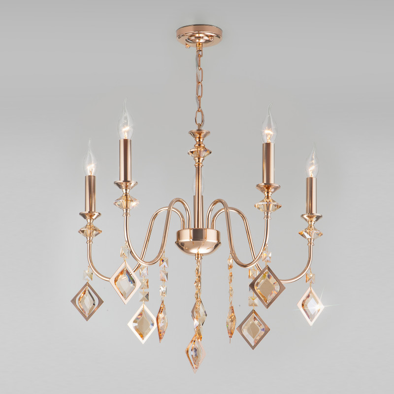 Подвесная люстра Eurosvet 10120/5 золото/тонированный хрусталь Strotskis Sma