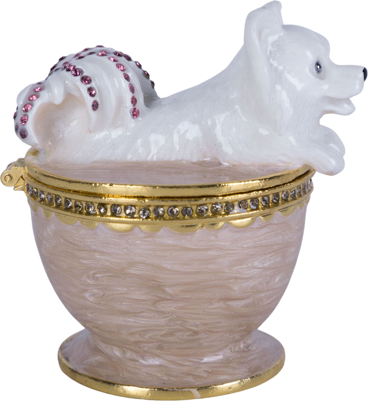 Шкатулка для драгоценностей со стразами Чашка с собачкой Glasar 39-080