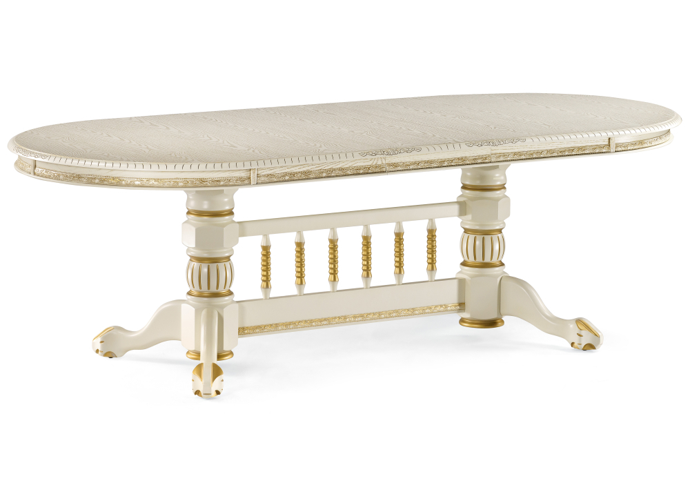 Стол Woodville Кантри 200(280)х107х79 слоновая кость / патина золото 450824