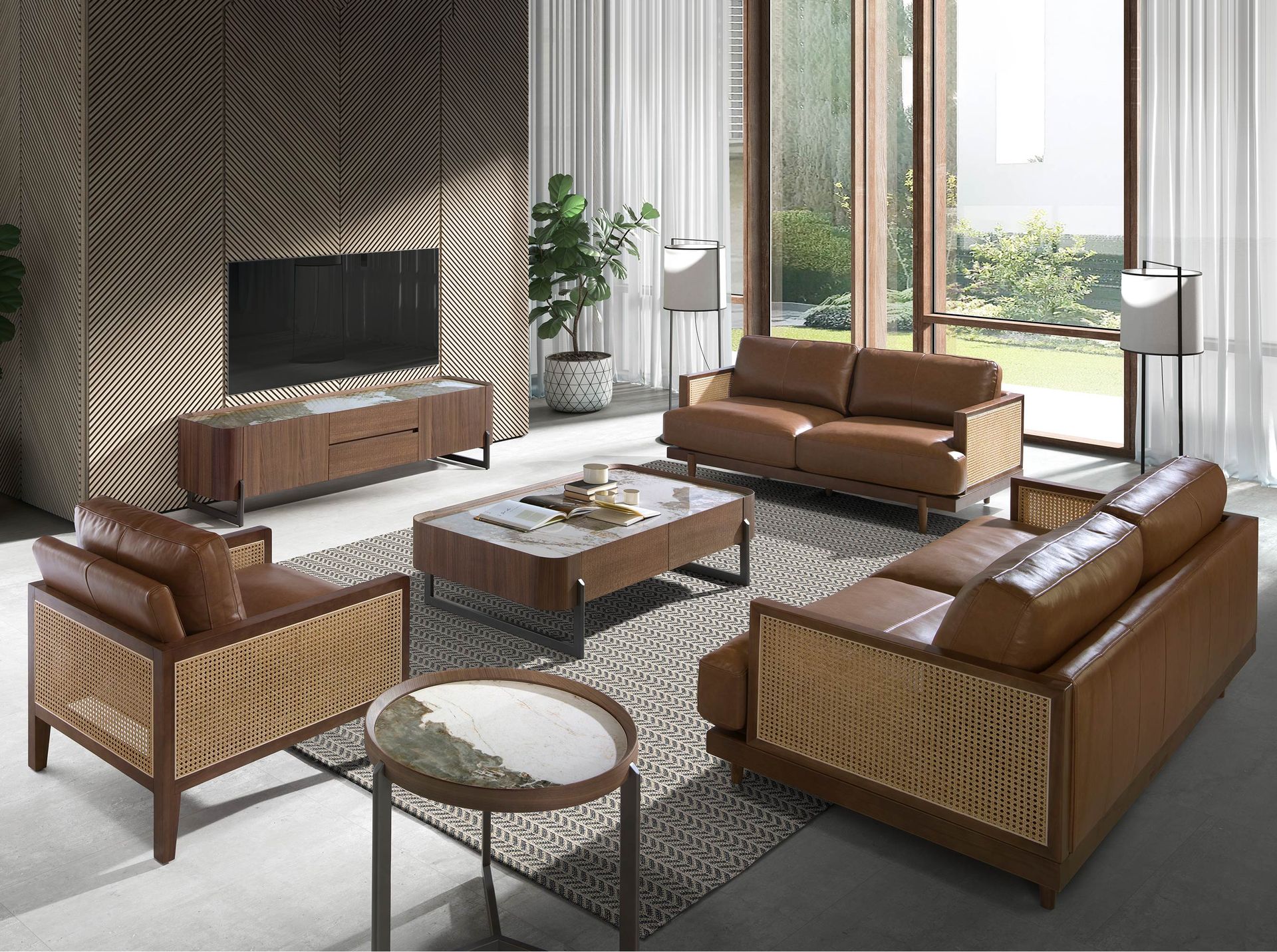 Диван 3-х местный 6177/KF8031-3P-M2731 из коричневой кожи Angel Cerda