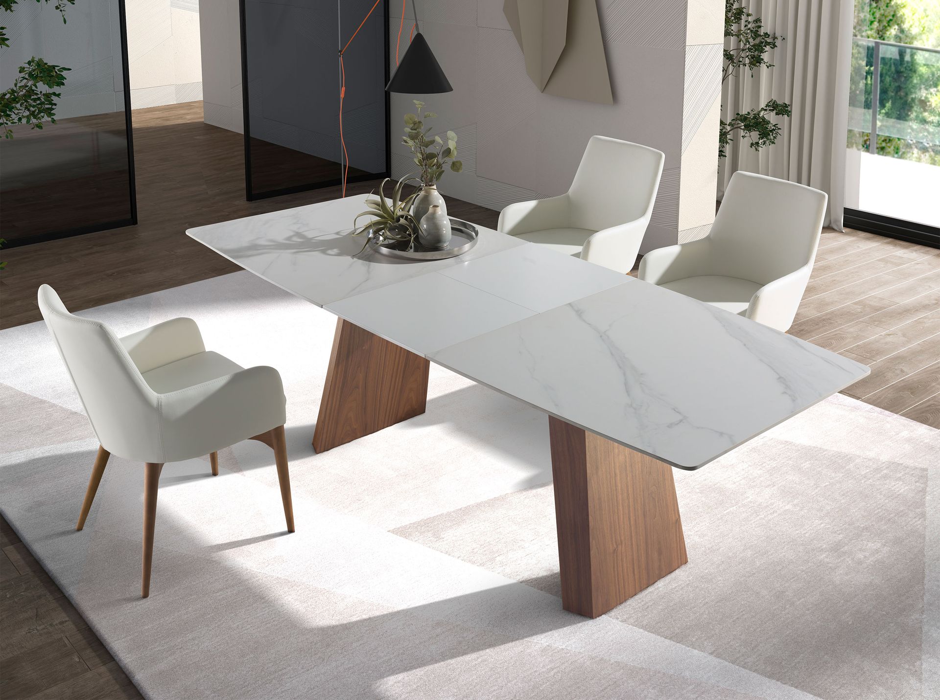 Раздвижной обеденный стол 1134/DT980 из керамики в мраморной отделке Angel Cerda