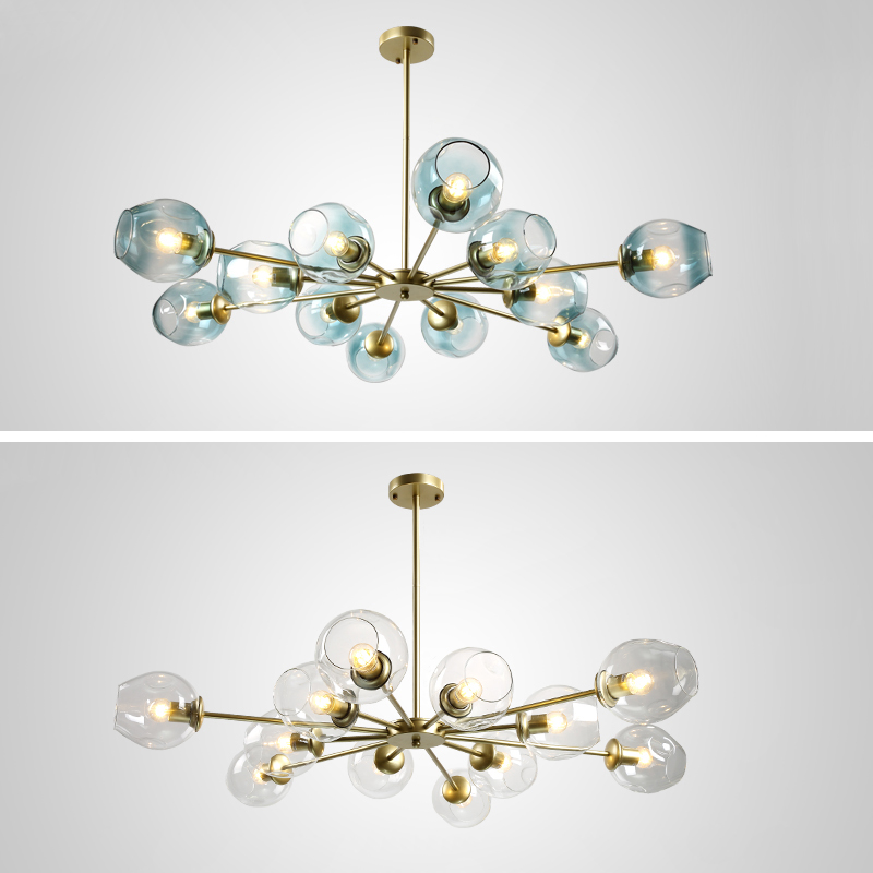 Люстра на штанге MARINE D104 10 lamps Black/Transparent by ImperiumLoft