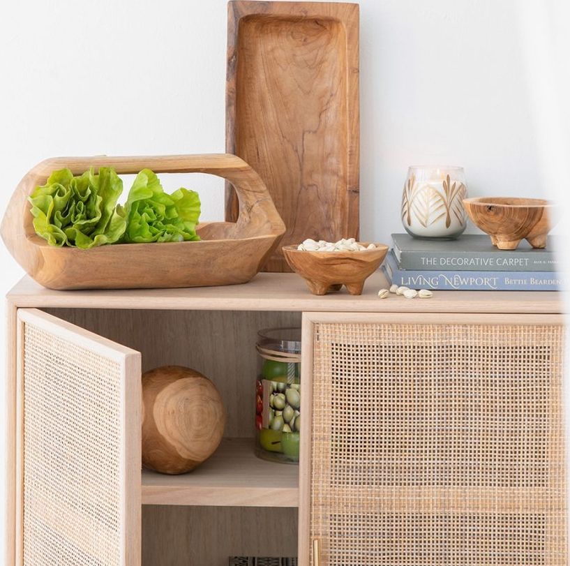 Блюда декоративные из тикового дерева, набор Glasar 49930