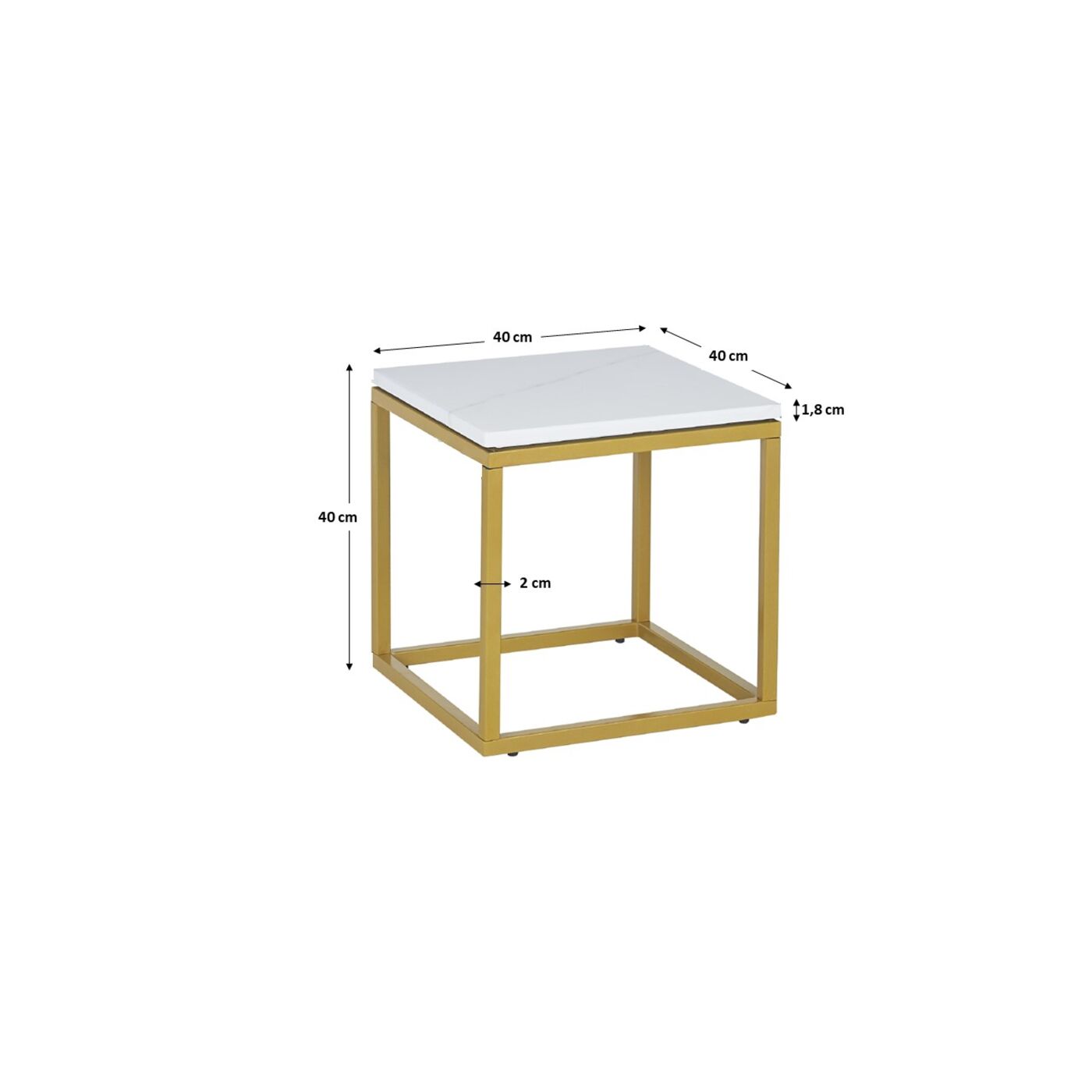 Стол приставной Key West Marble Gold 40x40 см KARE 85872