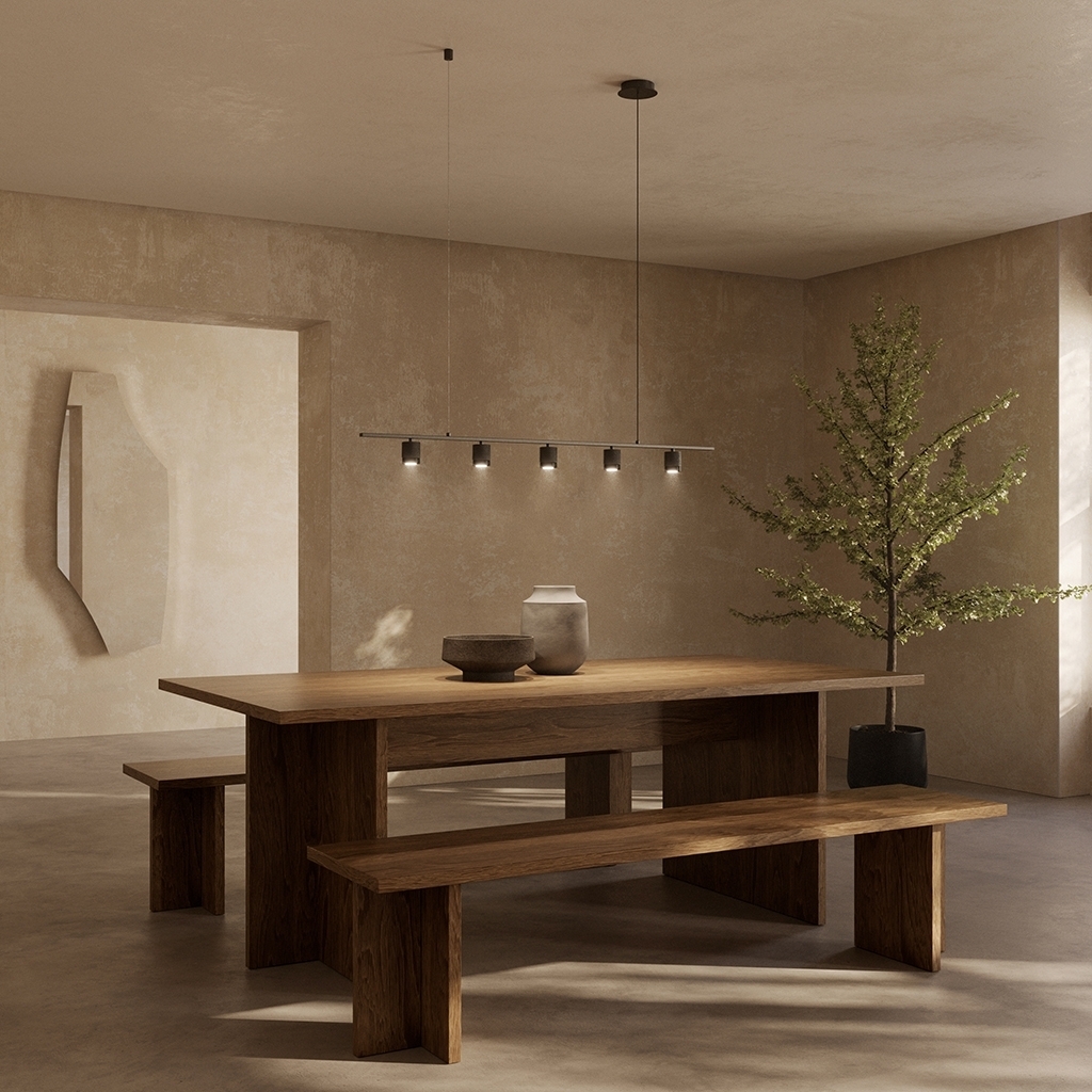 Подвесной светильник Tea 5L черный металл/черный мрамор Aromas del Campo