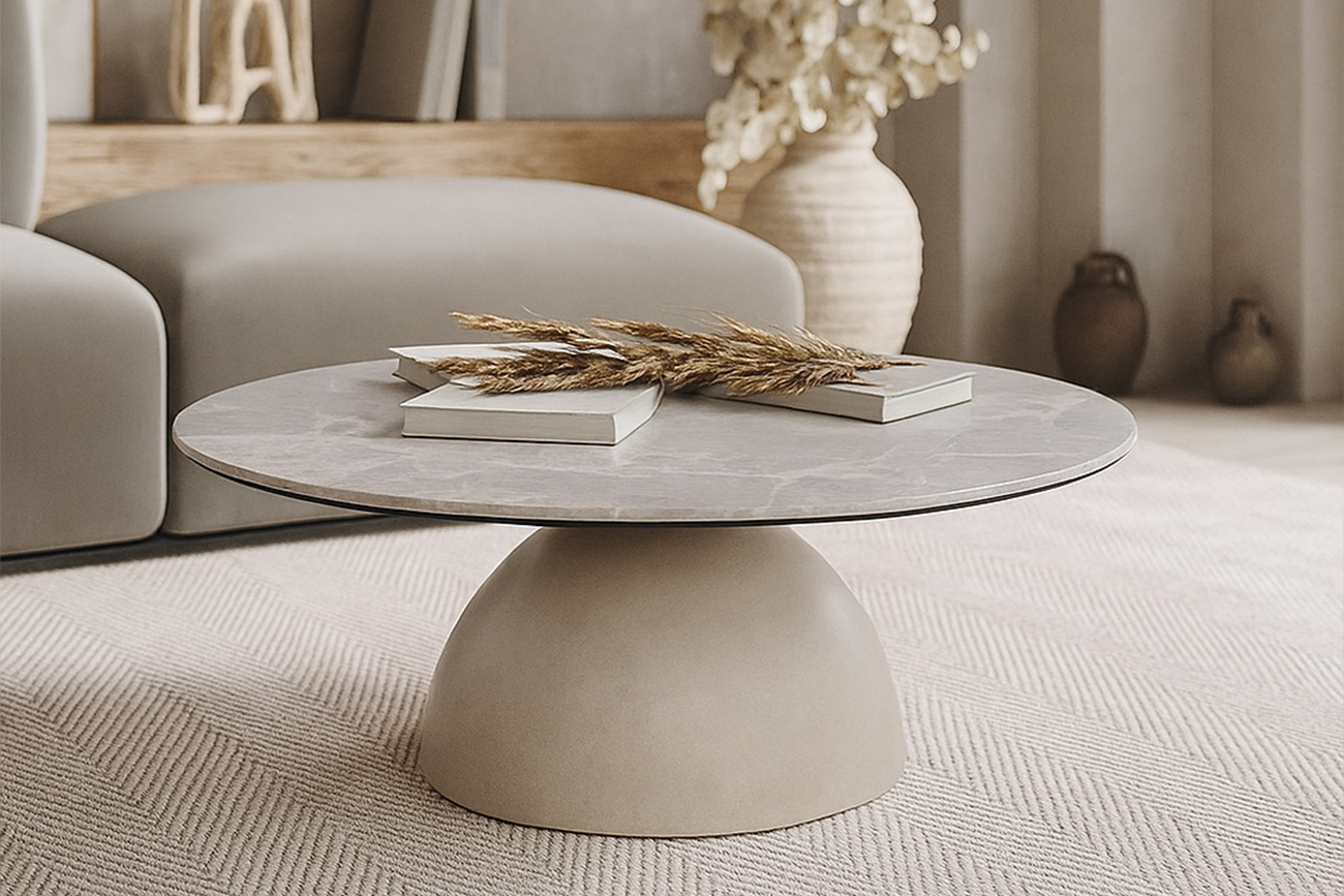 Стол журнальный, керамика Augustus Gray d90*39 Garda Decor 57EL-17011