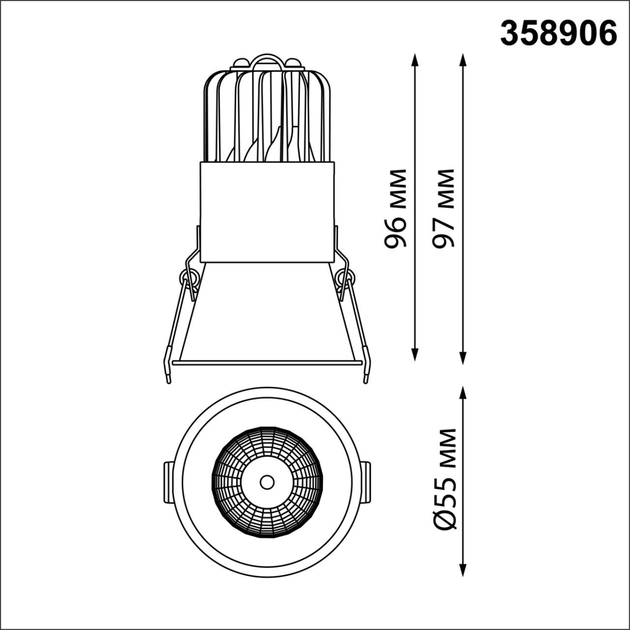 Встраиваемый светодиодный светильник с переключателем цветовой температуры Novotech 358906