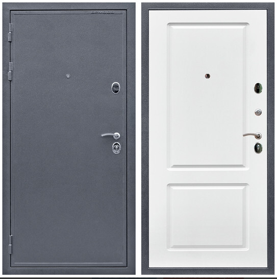 Дверь входная Graf Лондон Антик серебро / МДФ 16 мм ФЛ-117 Белый матовый