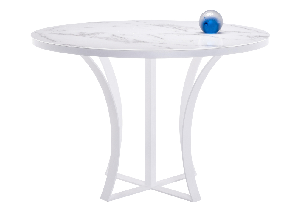 Стол стеклянный Woodville Нейтон мрамор белый / белый 462375