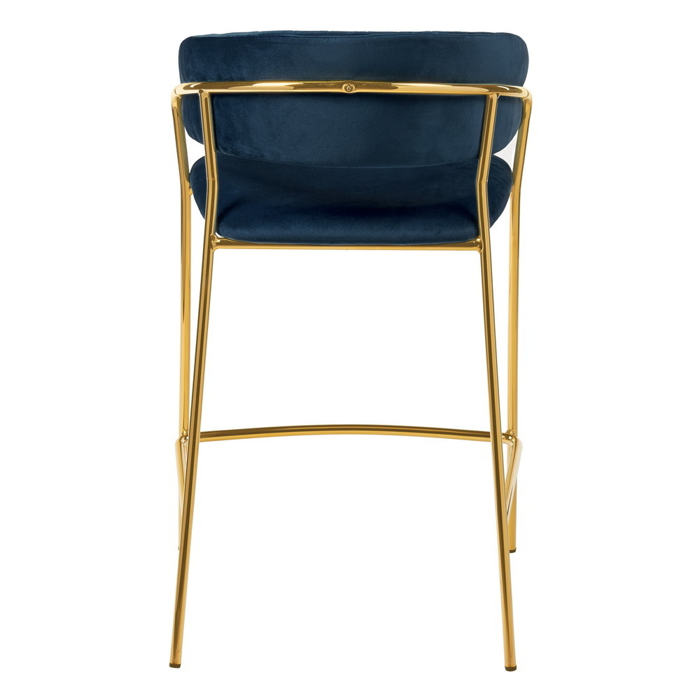 Стул полубарный Turin синий с золотыми ножками Bradex Home FR 0909