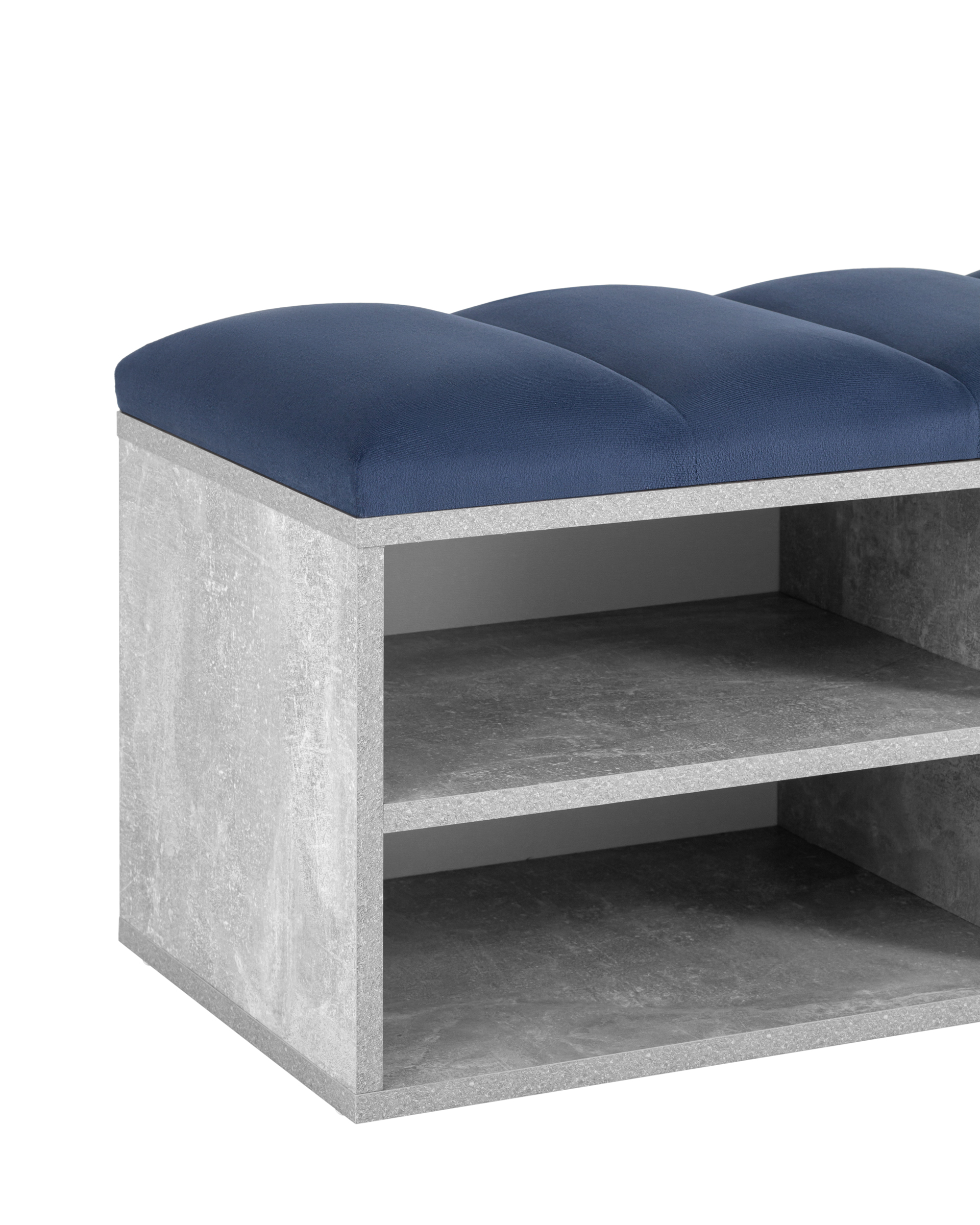 Обувница Хольст 2 серая велюр синий Stool Group