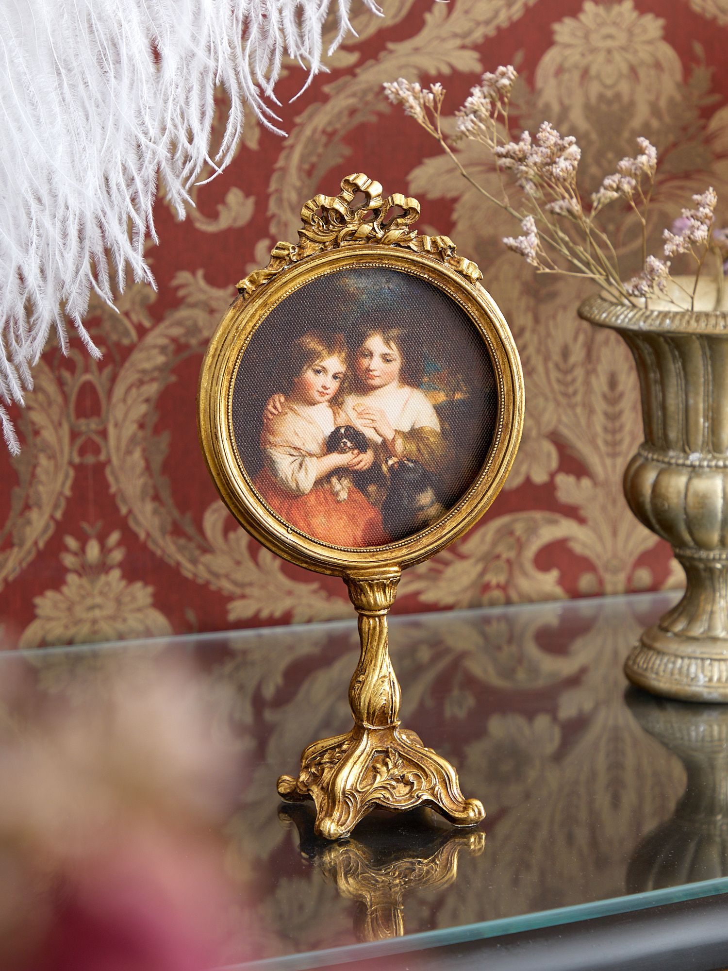 Картина настольная Сестры с собаками, масло, под старину Glasar 28-359