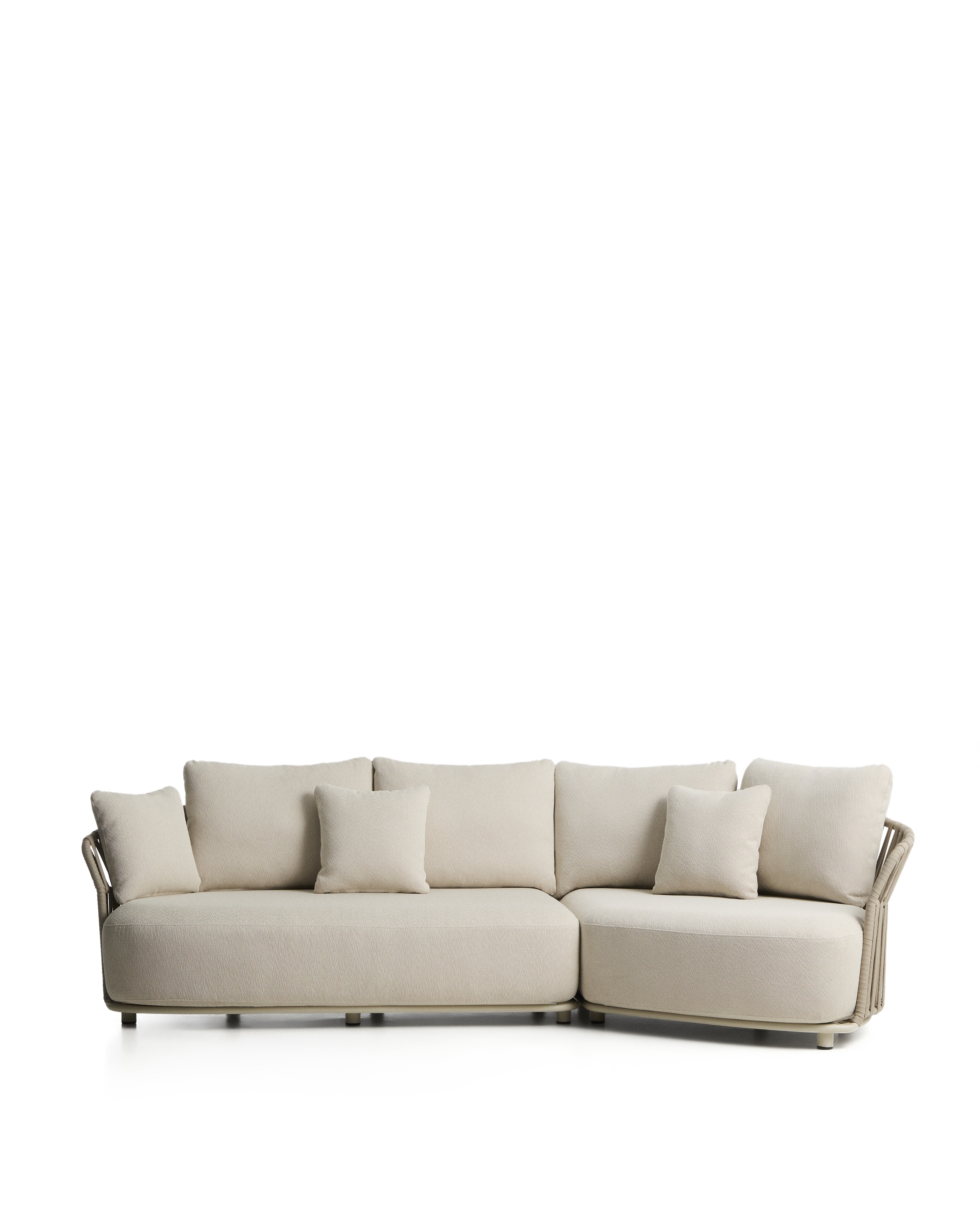 Уличный модульный диван Osani из алюминия экрю и веревки цвета таупе 274 см La Forma 482323