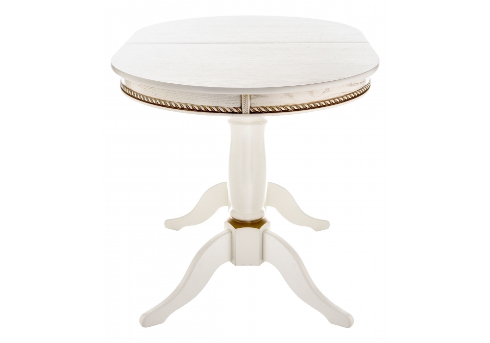 Стол деревянный Woodville Кантри 120 молочный с золотой патиной 406084