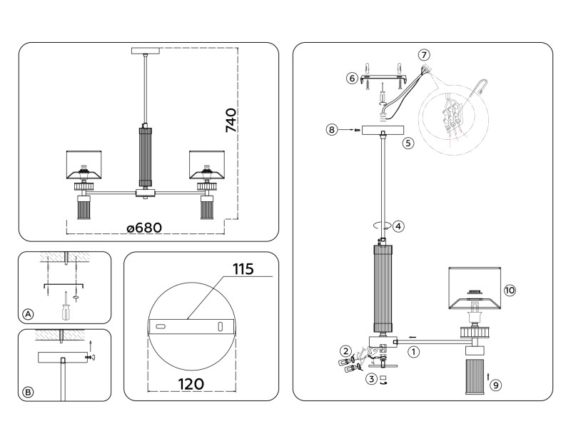 Люстра на штанге Ambrella Light LH71301