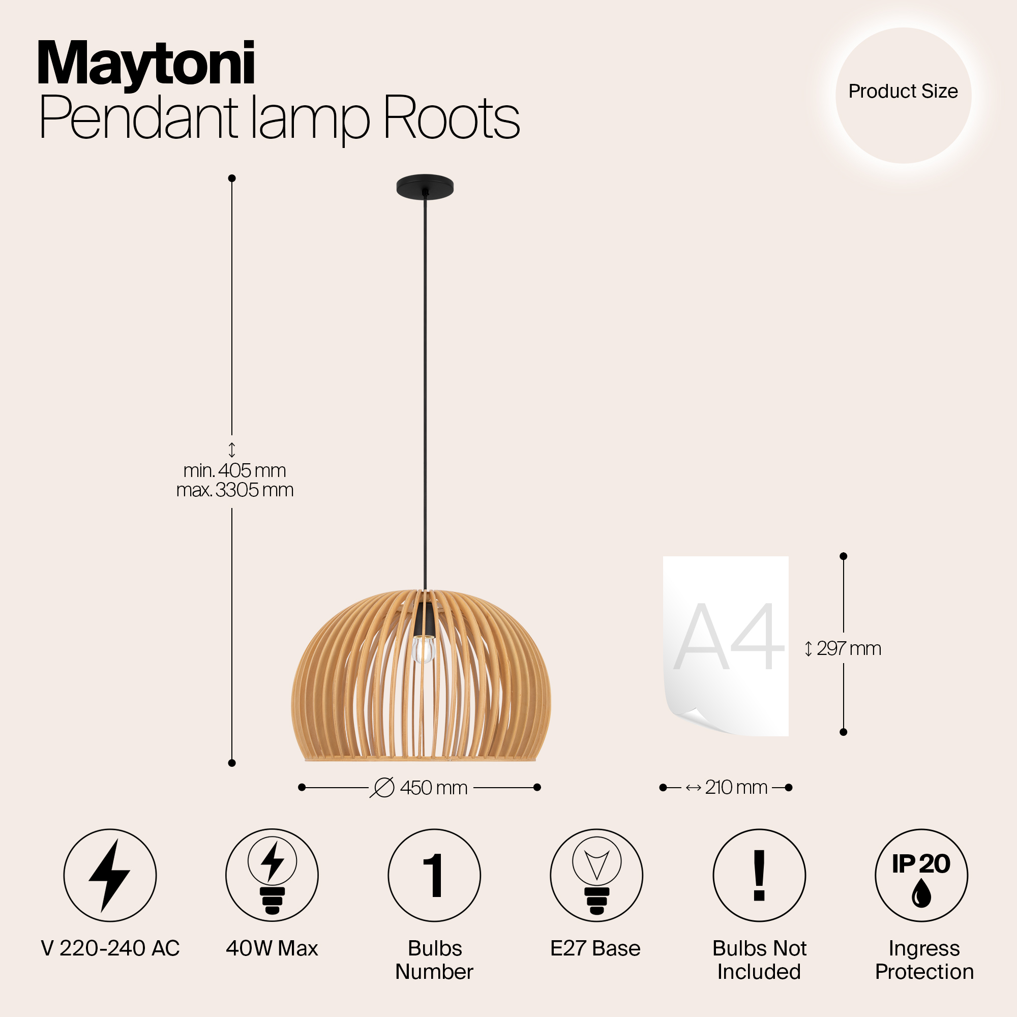Подвесной светильник Maytoni MOD195PL-01W1