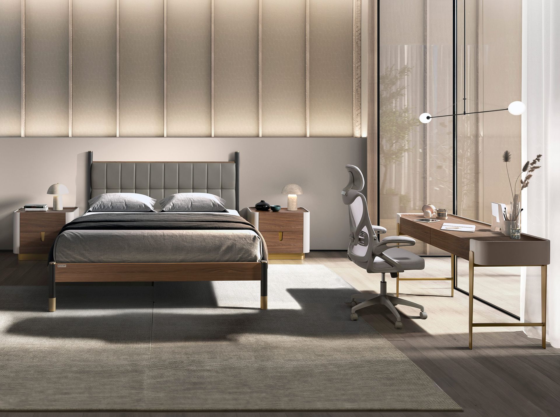 Письменный стол 7186  из ореха и серого лакированного дерева Angel Cerda