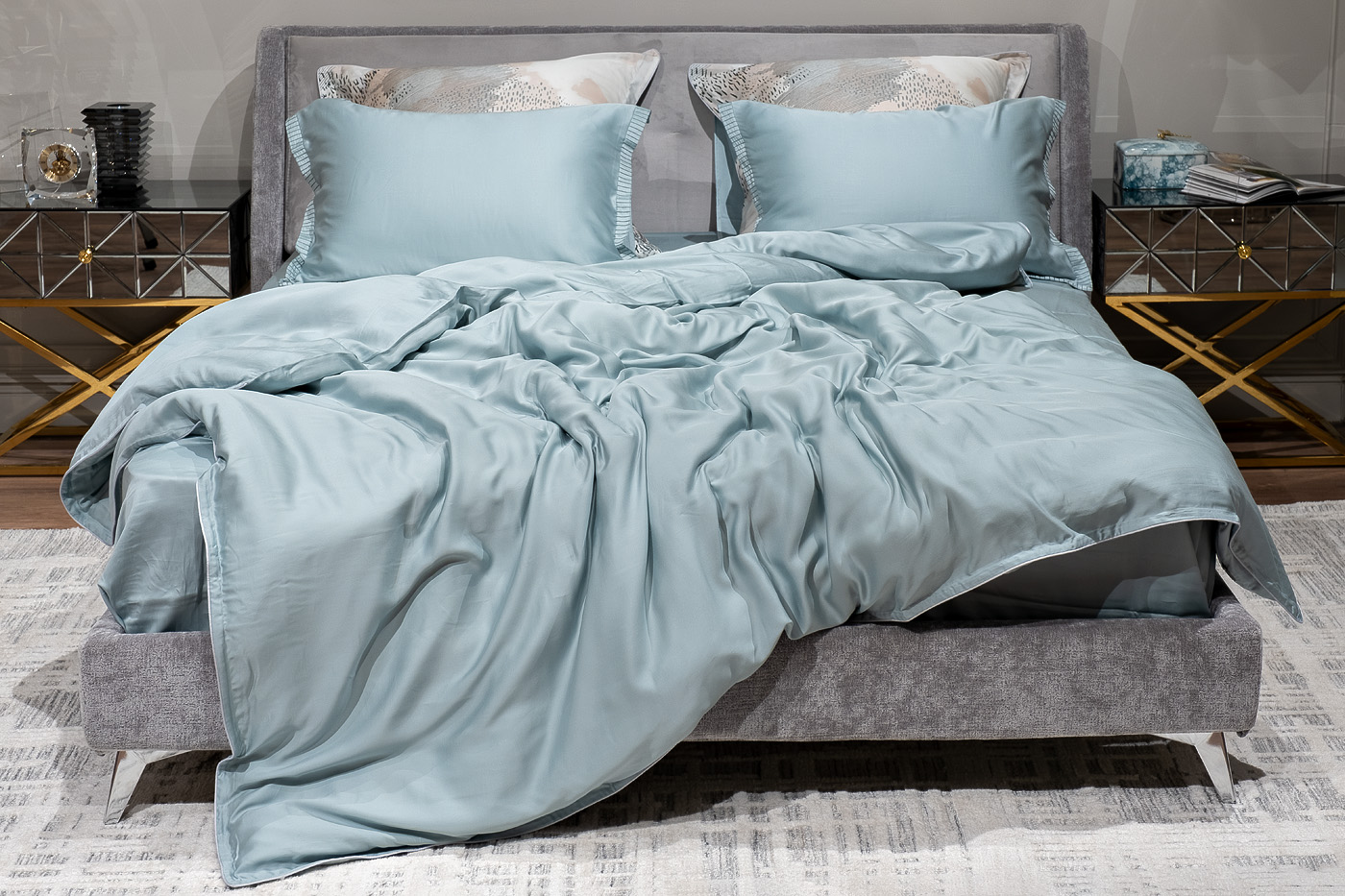 Комплект из 2х наволочек тенсель 50х70см бирюзовый Garda Decor 144HF-70610