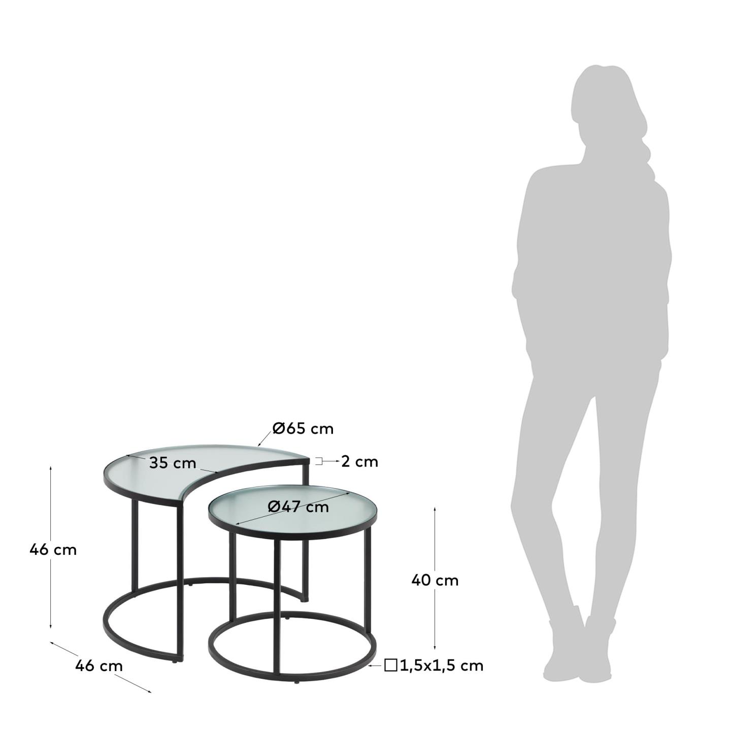 Набор из 2 приставных столиков Bast Ø 65 cm / Ø 47 cm La Forma (ex Julia Grup)