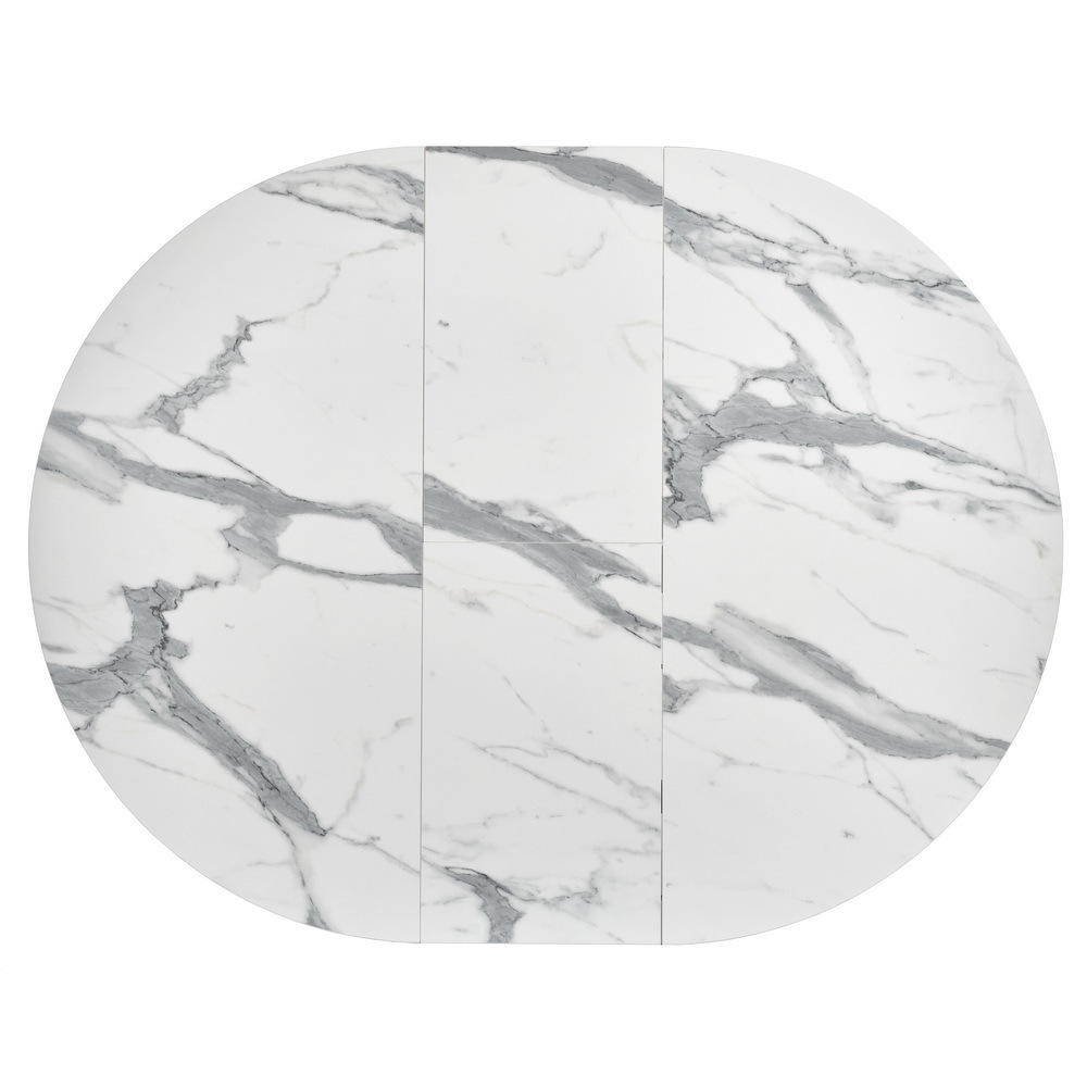 Стол Rudolf круглый раскладной 100-130x100x75см, белый мрамор, чёрный Bradex Home RF 0417
