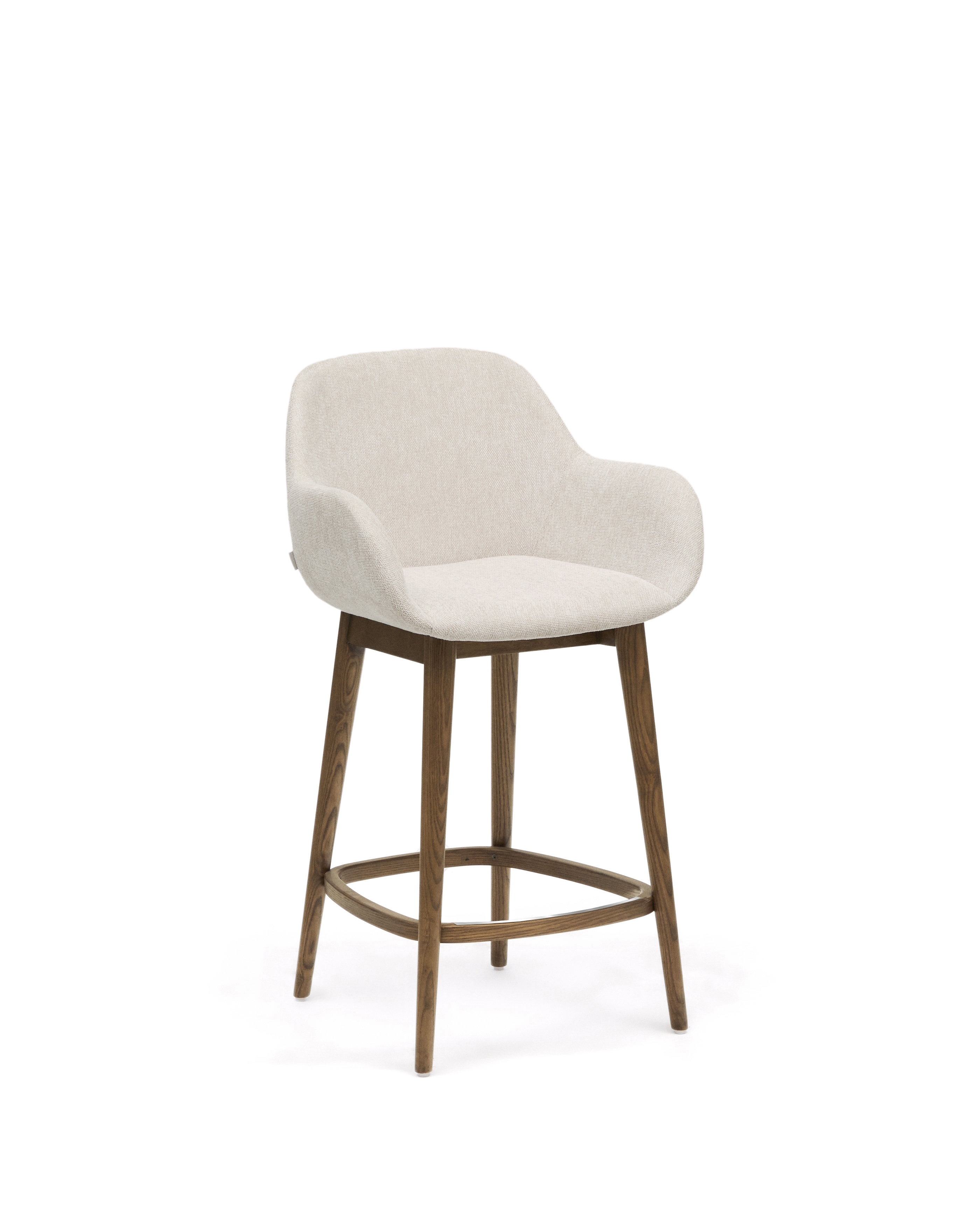 Полубарный стул Konna бежевого цвета с ножками из массива ясеня в темной отделке, 65 см La Forma (ex Julia Grup)