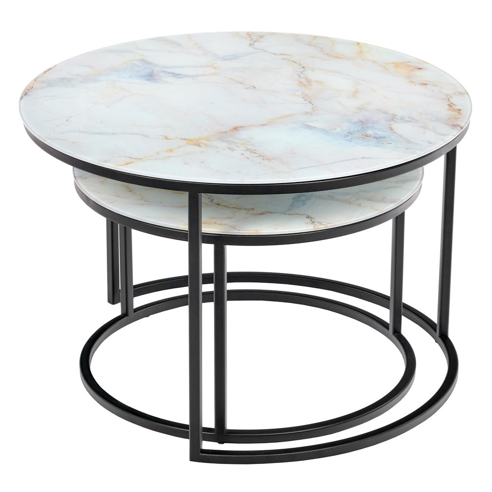 Набор кофейных столиков Tango бежевый мрамор с чёрными ножками, 2шт Bradex Home RF 0354