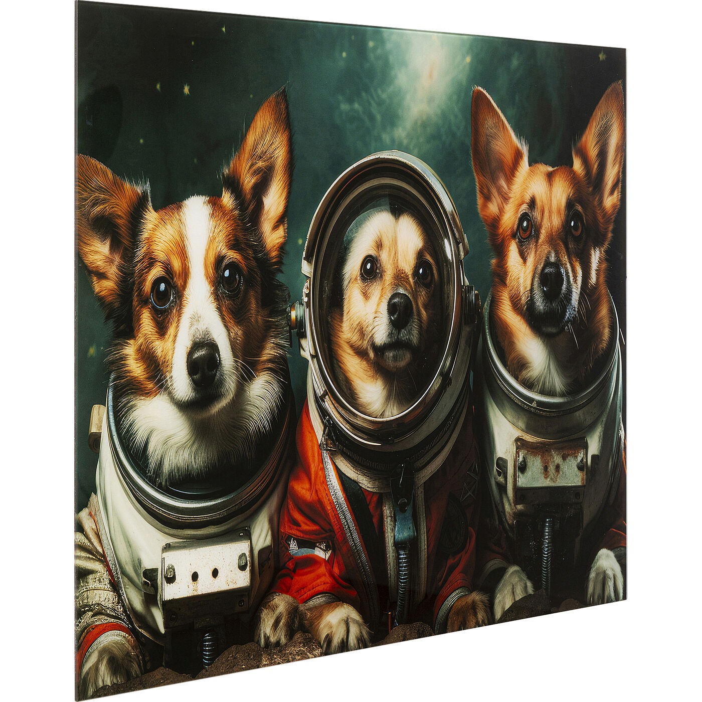 Картина стеклянная Astronauts Dogs 80x60 см KARE 56276