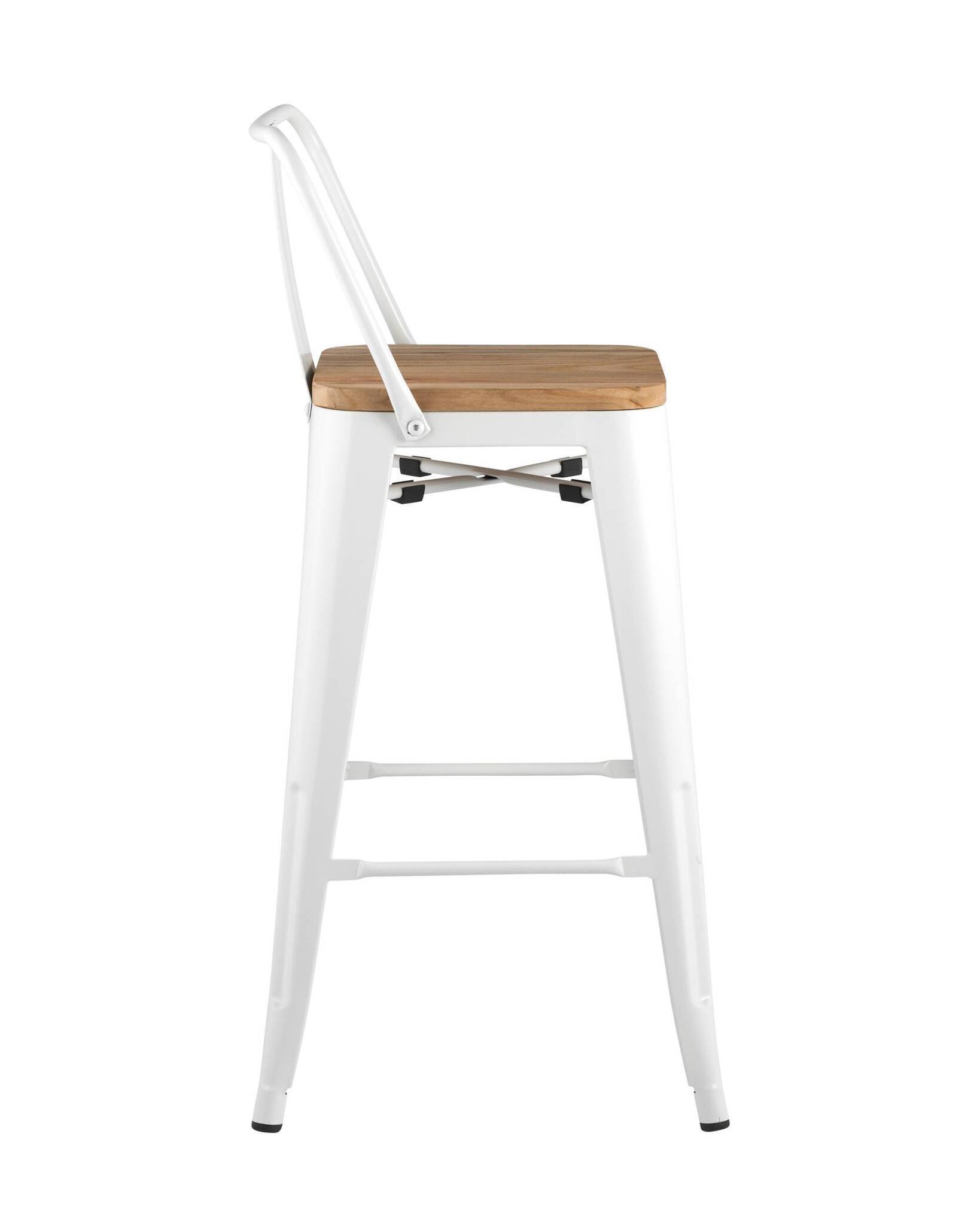 Стул полубарный TOLIX WOOD со спинкой белый глянцевый Stool Group