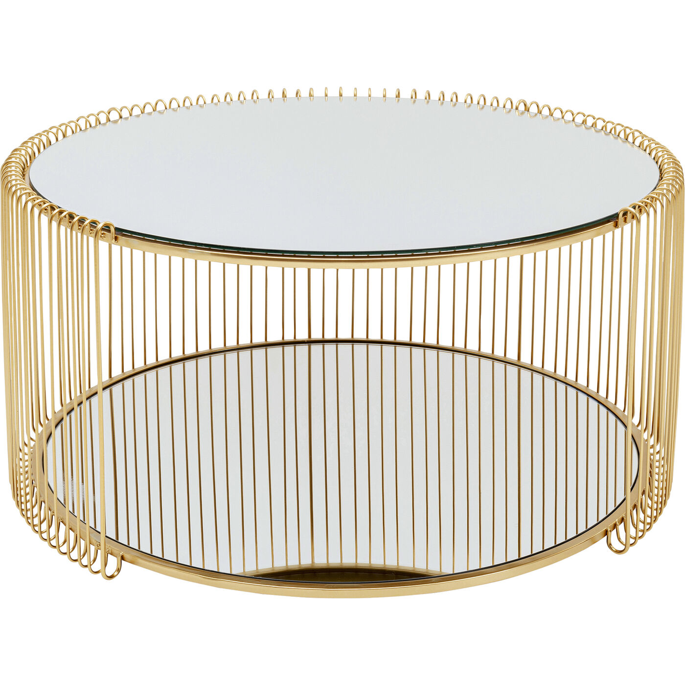 Стол кофейный Wire Double Brass Ø80cm KARE 70336