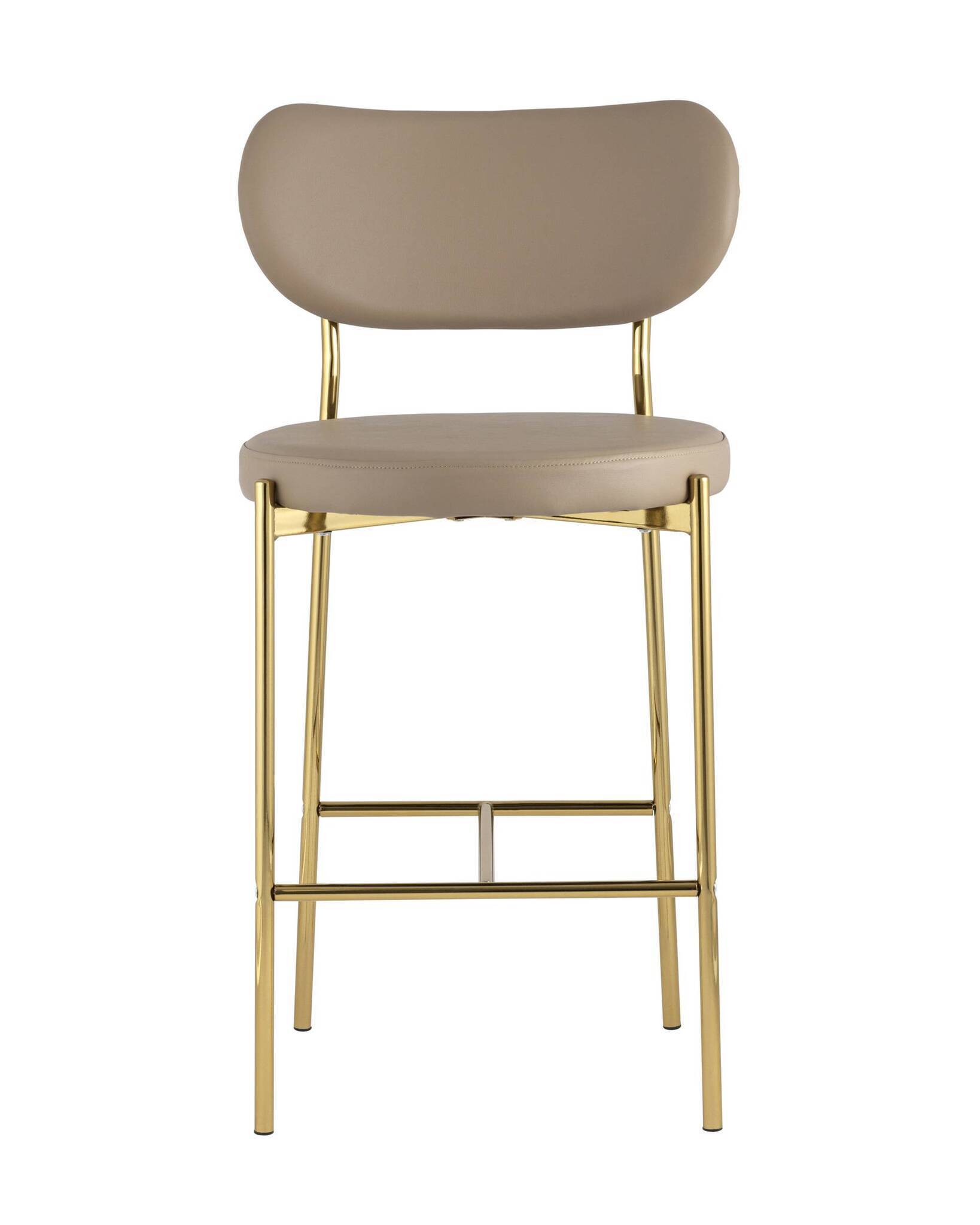 Стул полубарный Барбара экокожа бежевая золотые ножки Stool Group