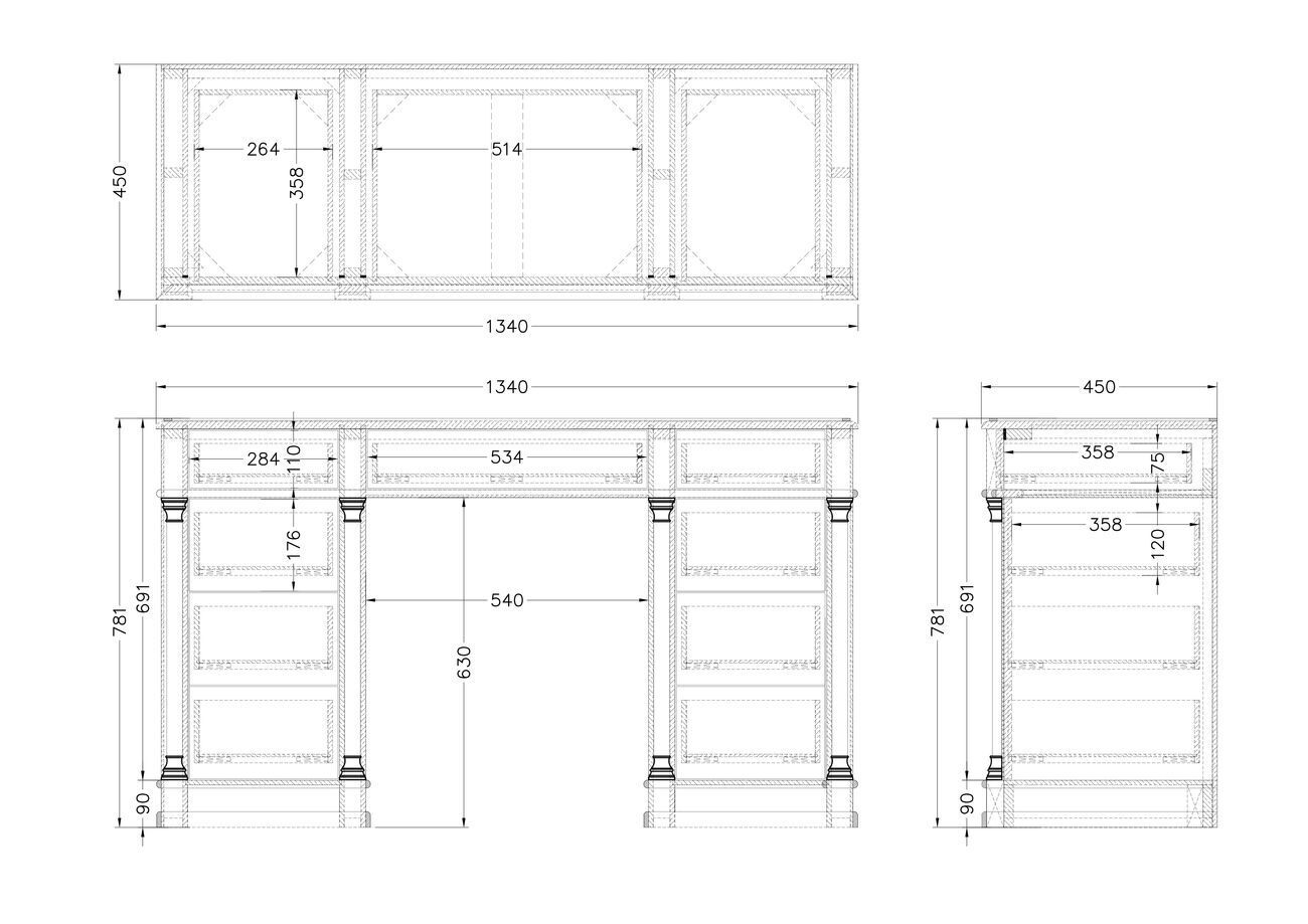 Консоль с ящиками и зеркальной отделкой Garda Decor KFC1150E7