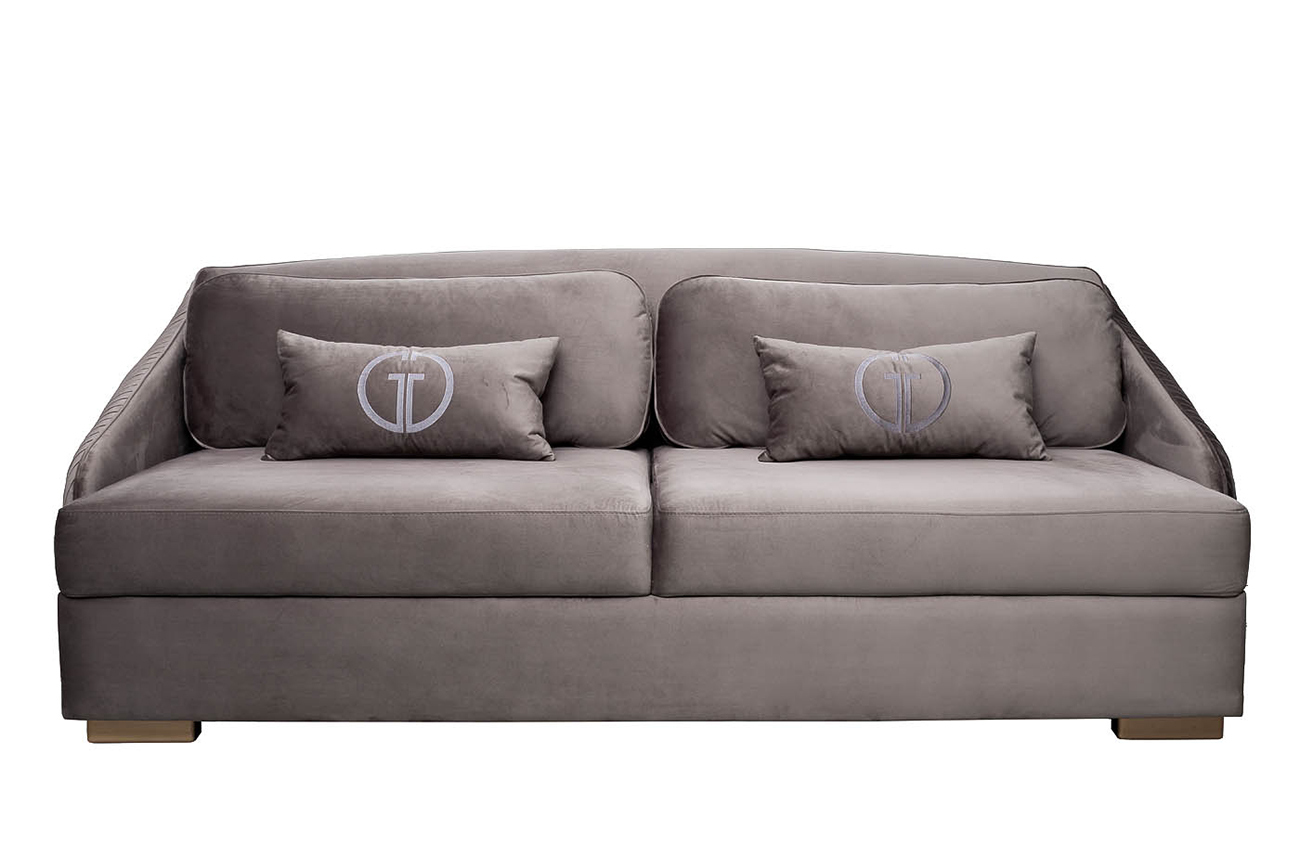 Диван Palazzo трехместный раскладной серо-коричневый Garda Decor PALAZZO-240M-ROM43