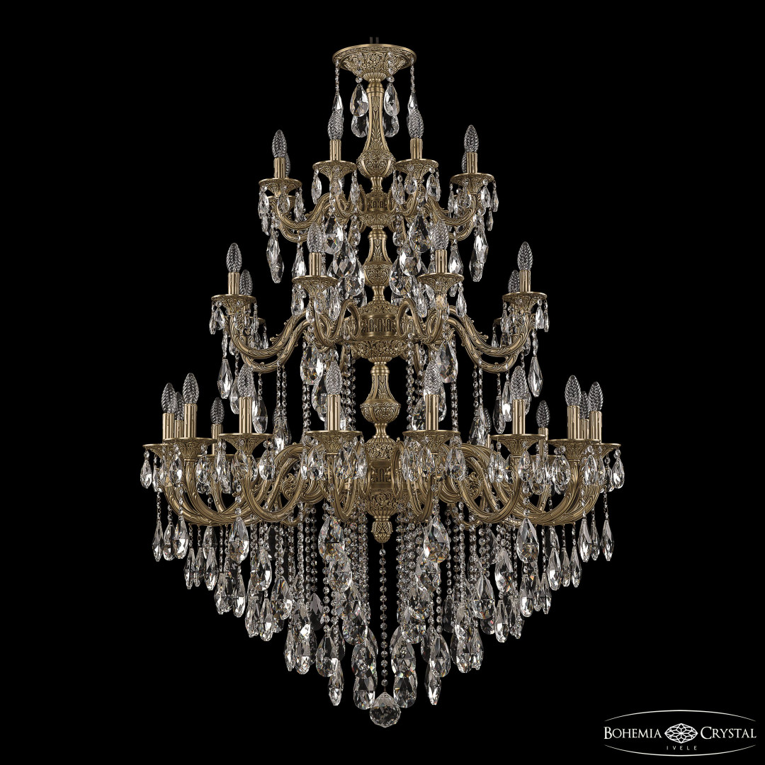 Люстра бронзовая с хрусталём 71101/16+8+8/360/3d B FP